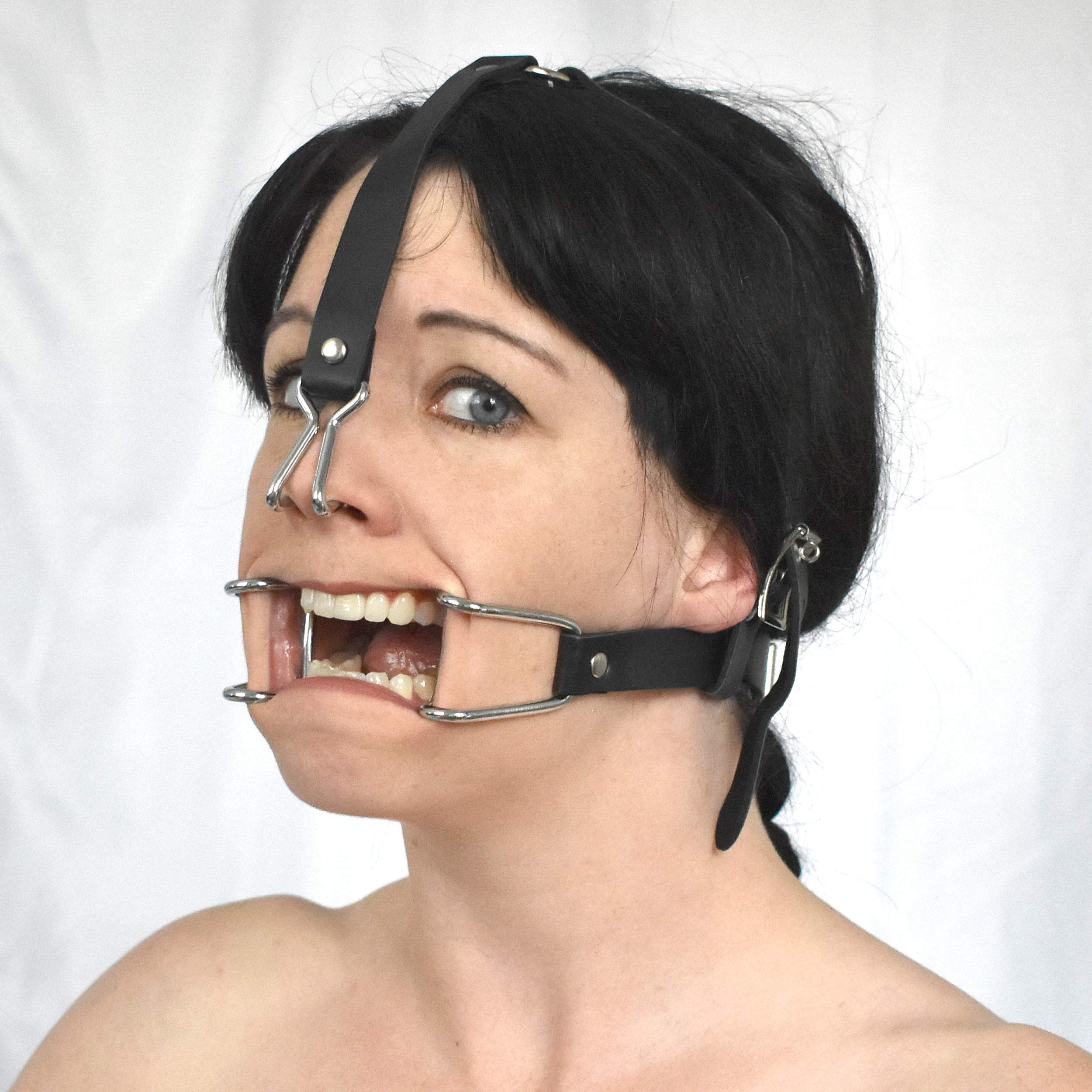 Baillon buccal avec crochet nasal & buccal, BDSM harnais fétiche