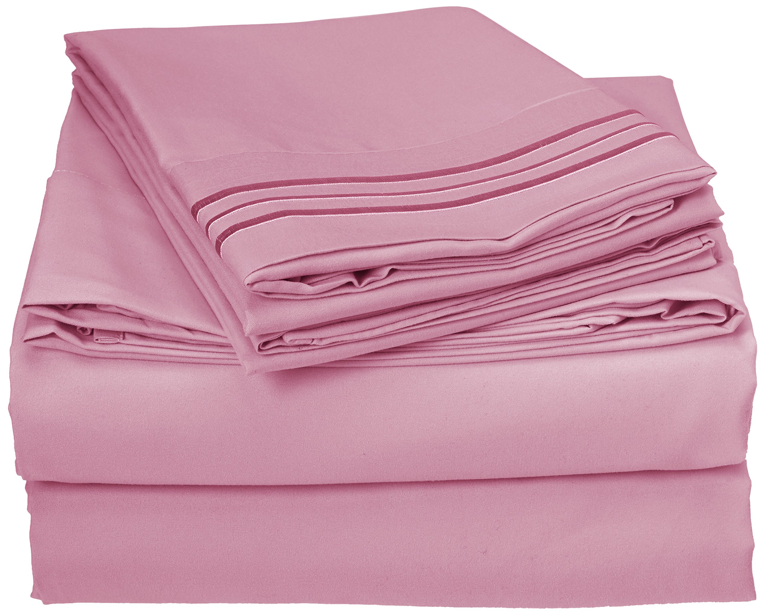 MattRest Luxury Silky-Soft 1800 Series Premium Collection - Wrinkle-Free 4-Piece Bed Sheet Set, Deep Pocket up to 16 inch, Queen Light Pink