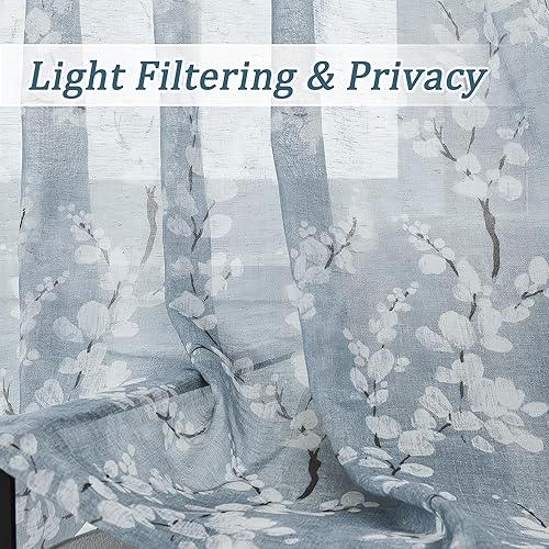 Miniatura 3 de Cortinas transparentes de mezcla de lino con diseño floral Fmfunctex