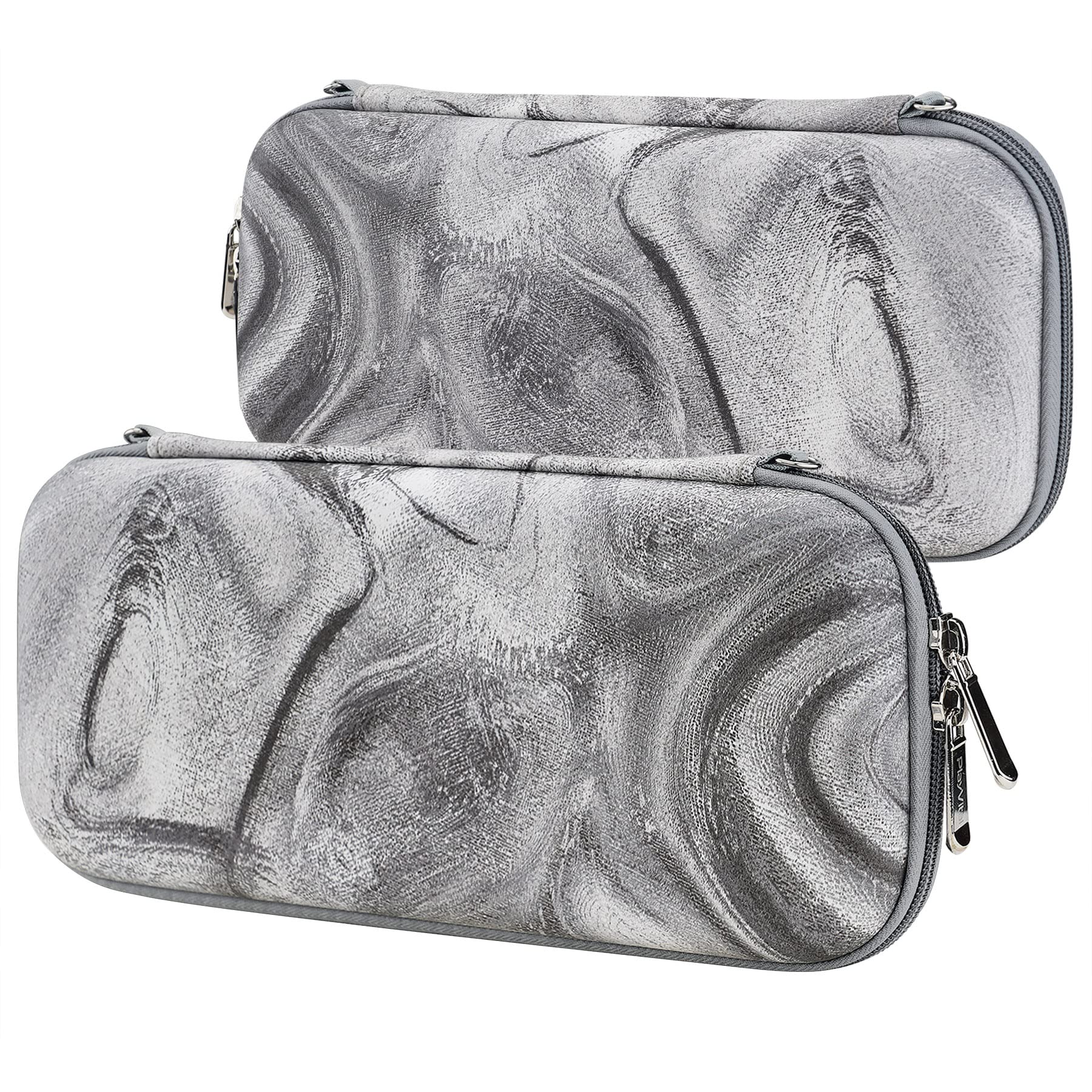 playvital Estuche Portátil para Nintendo Switch y OLED - Funda de Transporte con Tapas de Joystick, 10 Ranuras para Juegos, Bolsillo Interior Suave y Forro Protector (Remolino de Plata)