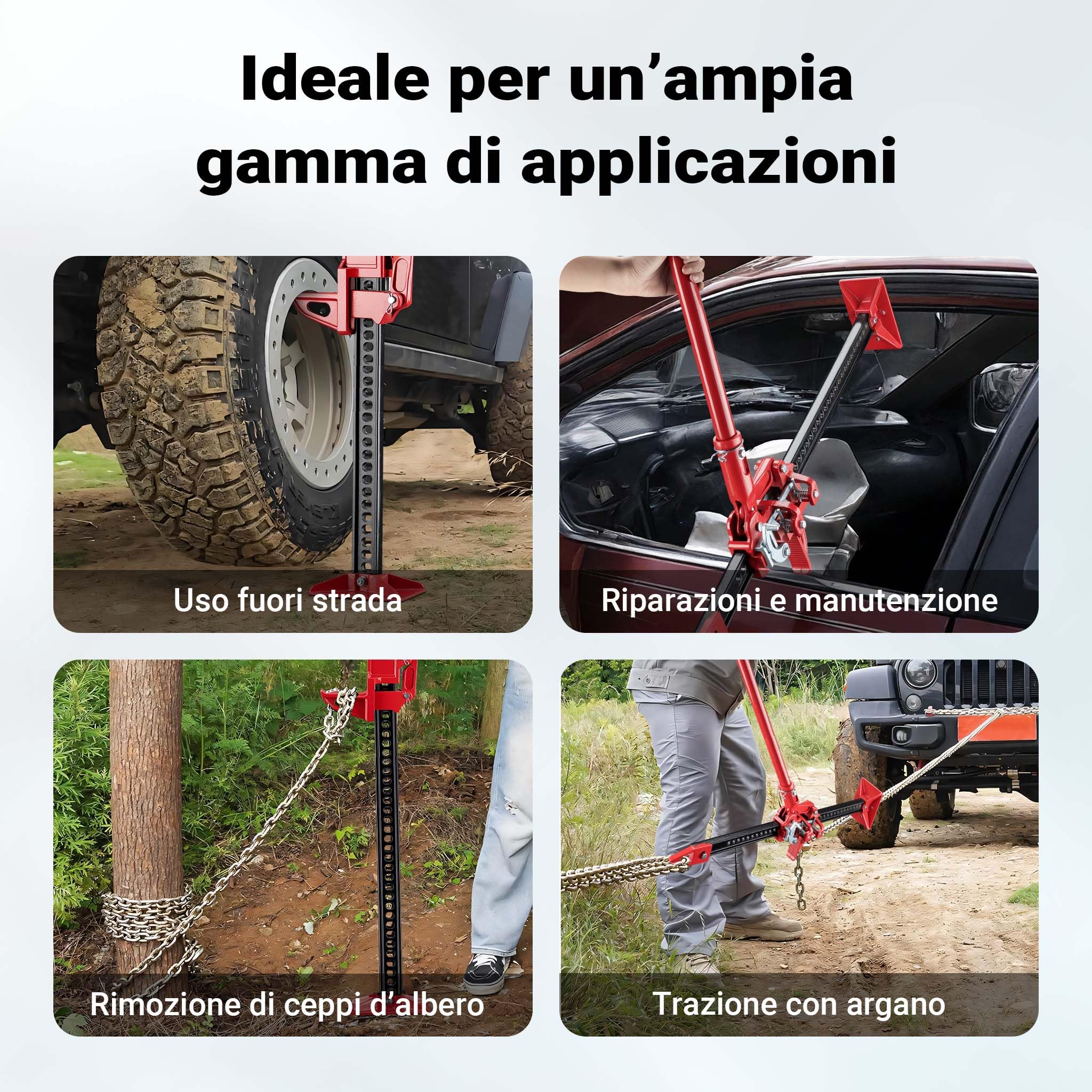 Wiltec Binda Meccanica 48'' Fino a 3000 kg, Altezza di Sollevamento Massima 105 cm, martinetto in Acciaio, cric agricolo Fuoristrada, SUV e ATV