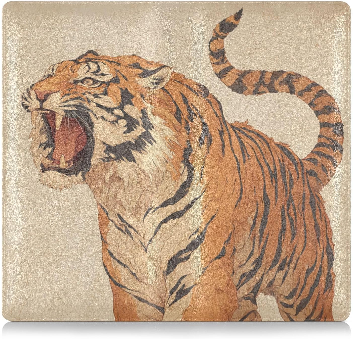 GuoChe Pu Leather Car Registration & Insurance Card Holder Men Women Auto Truck Comparment Accessories Case for any Car, Truck, Motorcycle, Trailer or Boat Strolling Feline Chinese Painting