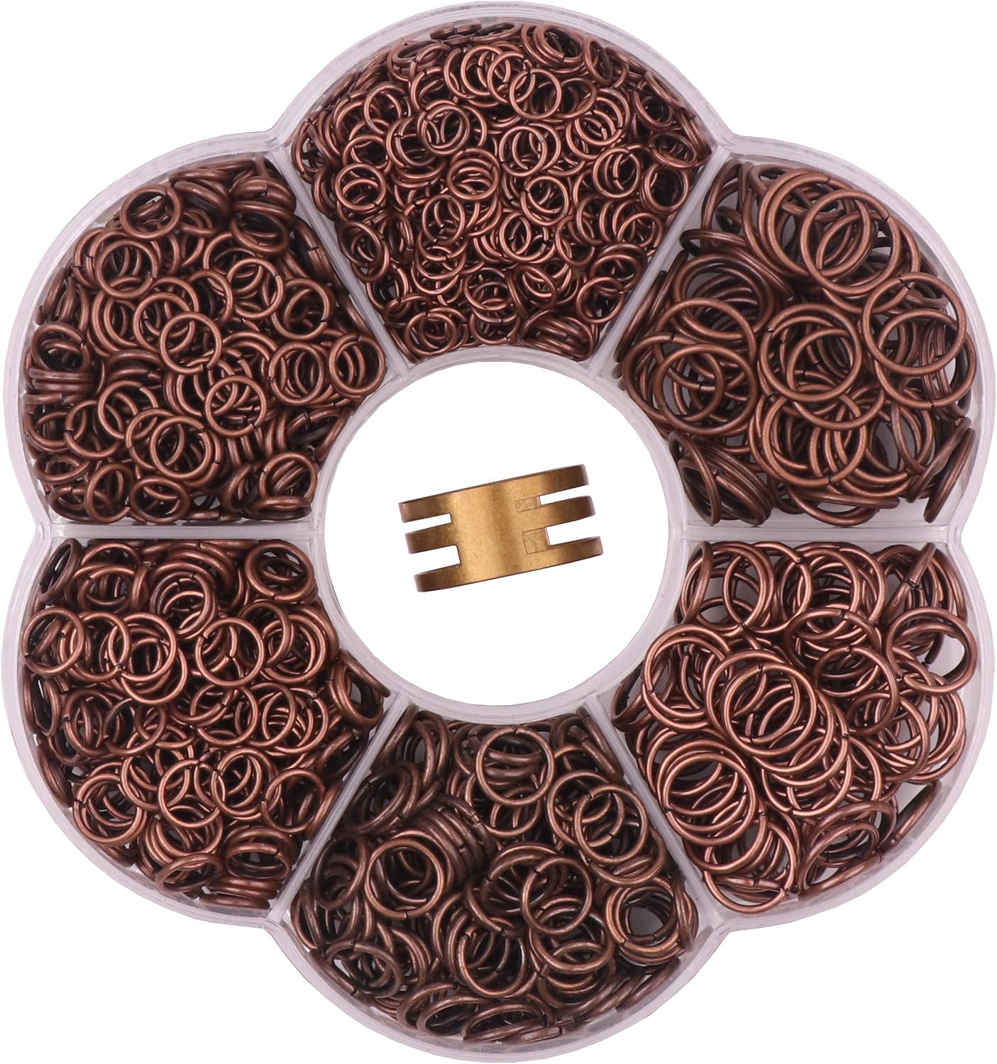 YAKA 1600Pcs 6 Different Sizes Open Jump Rings,5mm 6mm 7mm 8mm 9mm 10mm Ring Jewelry Keychain for Jewelry Making Accessories,1Pcs Jump Ring Open/Close Tool and 1Pcs Clear Box (Antique Bronze)