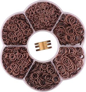 1600Pcs 6 Different Sizes Open Jump Rings,5mm 6mm 7mm 8mm 9mm 10mm Ring Jewelry Keychain for Jewelry Making Accessories,1Pcs Jump Ring Open/Close Tool and 1Pcs Clear Box (Red Copper)
