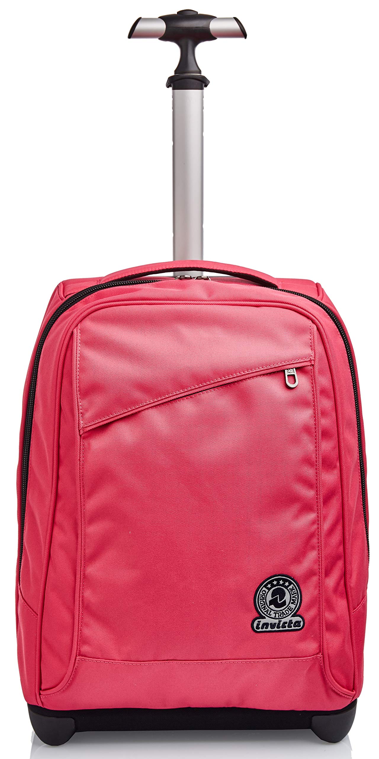 Invicta Sac à Dos à Roulettes, Benin Solid, Sac à Livres à Roulettes, 2 En 1, Sac à Dos + Trolley, Eco-Friendly, Filles et Garçons, pour L'École, le Sport, Pochette pour Ordinateur Portable, Rose