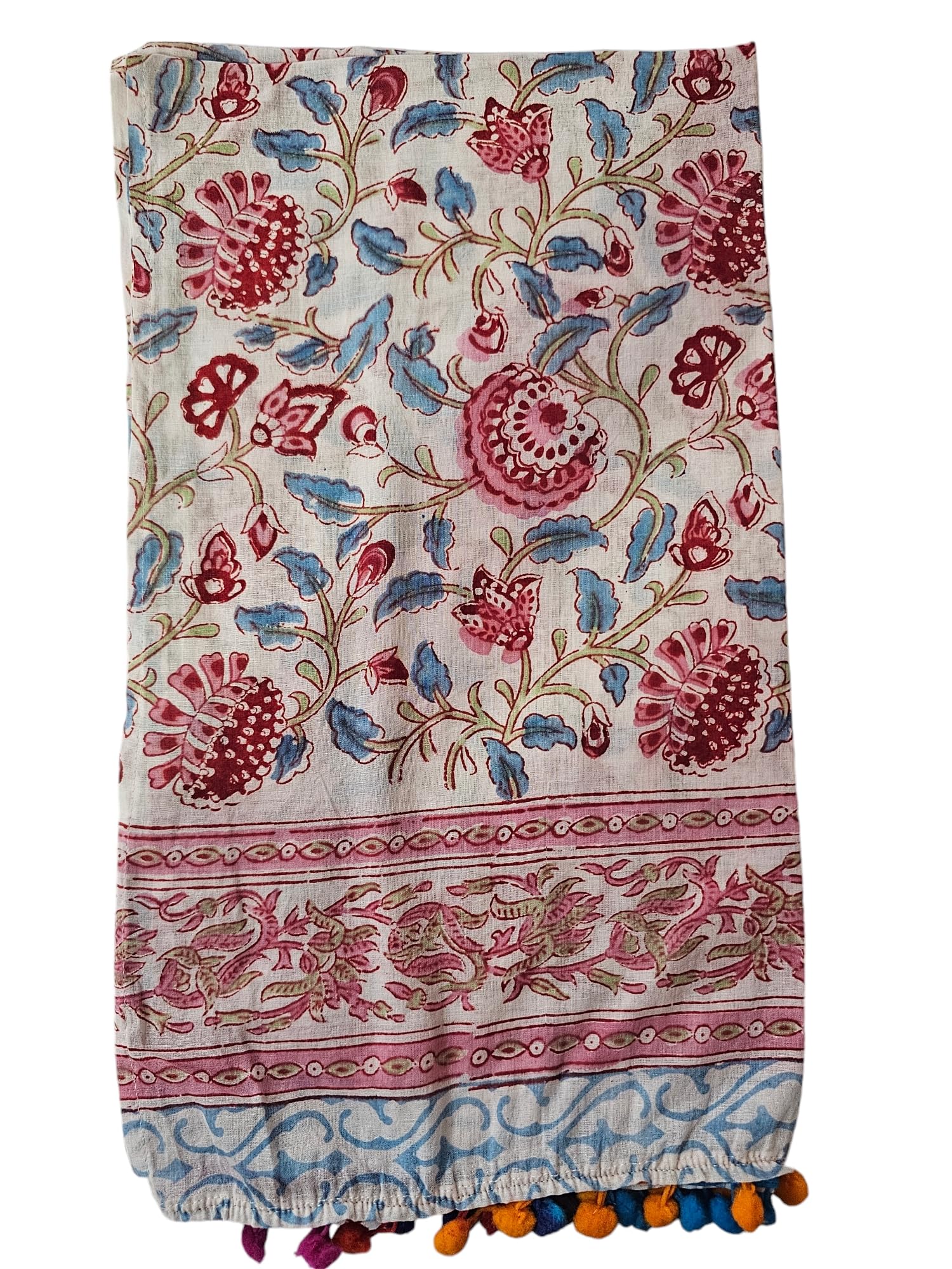 INDIANHANDICRAFTS Bufandas indias con estampado de bloques de mano, 5 unidades, bufanda de algodón para mujer, tamaño 55,8 x 183,8 cm, estola para fiestas, Color Azul, 22x72 Inch