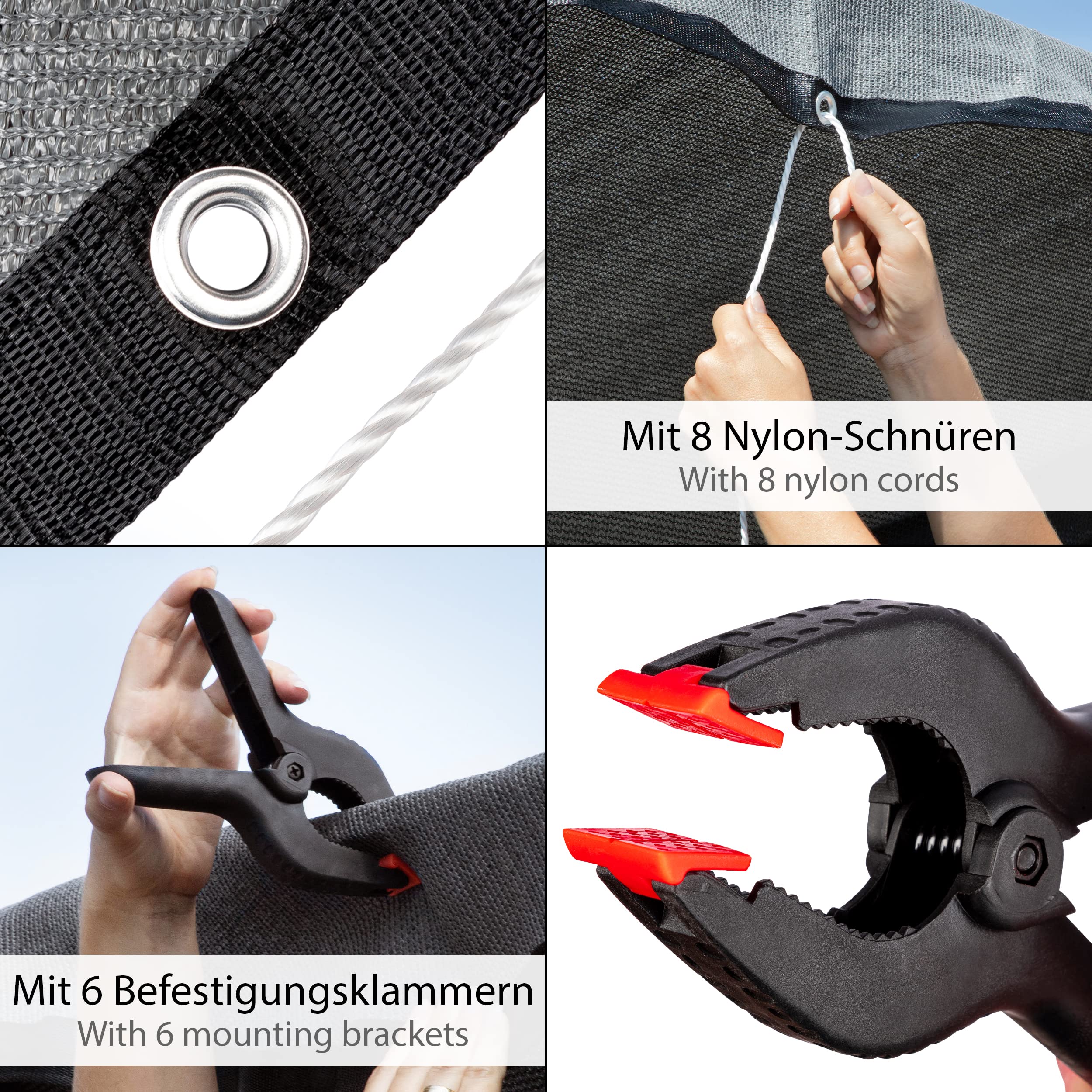 ONVAYA® Trampolin Sonnensegel in Anthrazit | Reißfest und luftdurchlässig | Schutz vor UV- Strahlung und Witterung | Trampolin Abdeckung Ø 305 | Aus 100% HDPE Kunststoff-Gewebe