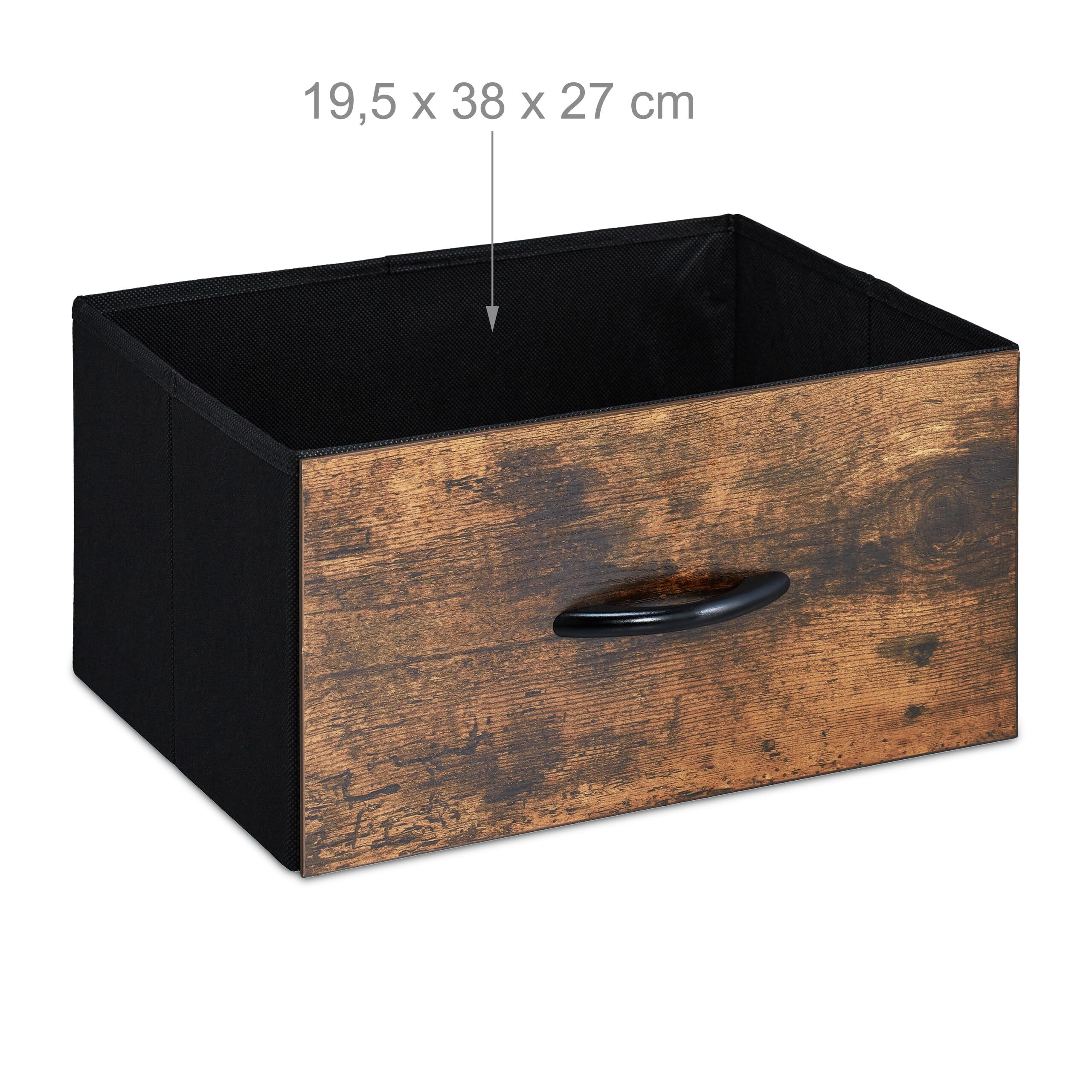 Relaxdays Commode de Style Industriel, HLP 71,5 x 84 x 32,5 cm, métal, Aspect Bois, avec 4 tiroirs, Buffet, Marron/Noir