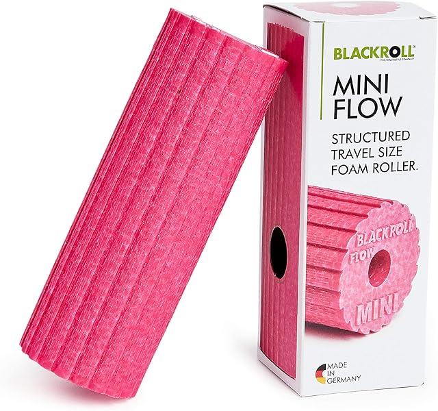 BLACKROLL® MINI FLOW wałek do masażu powięzi (15 x 5 cm), mała rolka fitness z rowkowaną powierzchnią, poręczna rolka do masażu w podróży, w biurze lub na siłowni, średnia Made in Germany,
