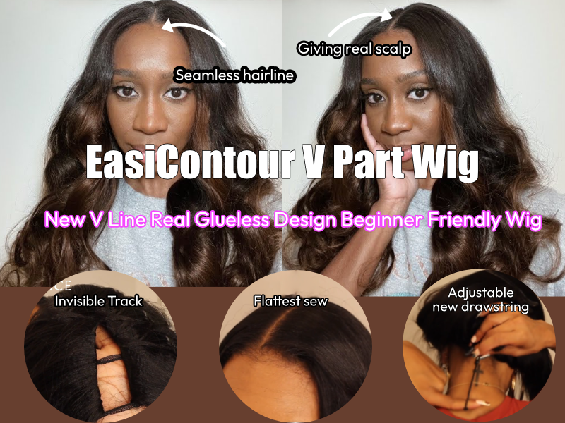Amazon.com : UNICE EasiContour V Part Wigs Human Hair Body  display picture 3