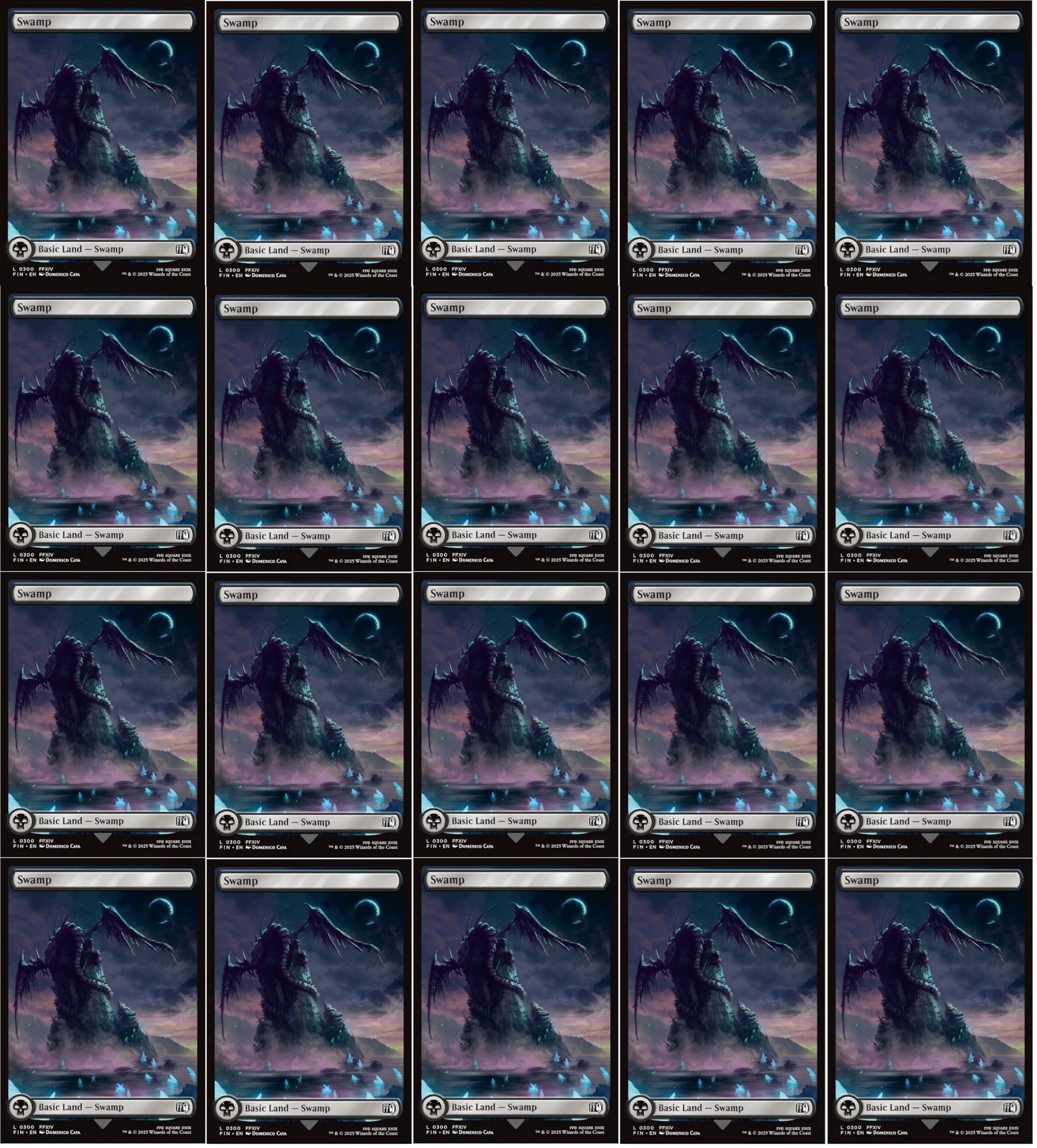 20x Magic The Gathering Final Fantasy Full Art Lands - MTG - Palude #300 (Non-Foil)