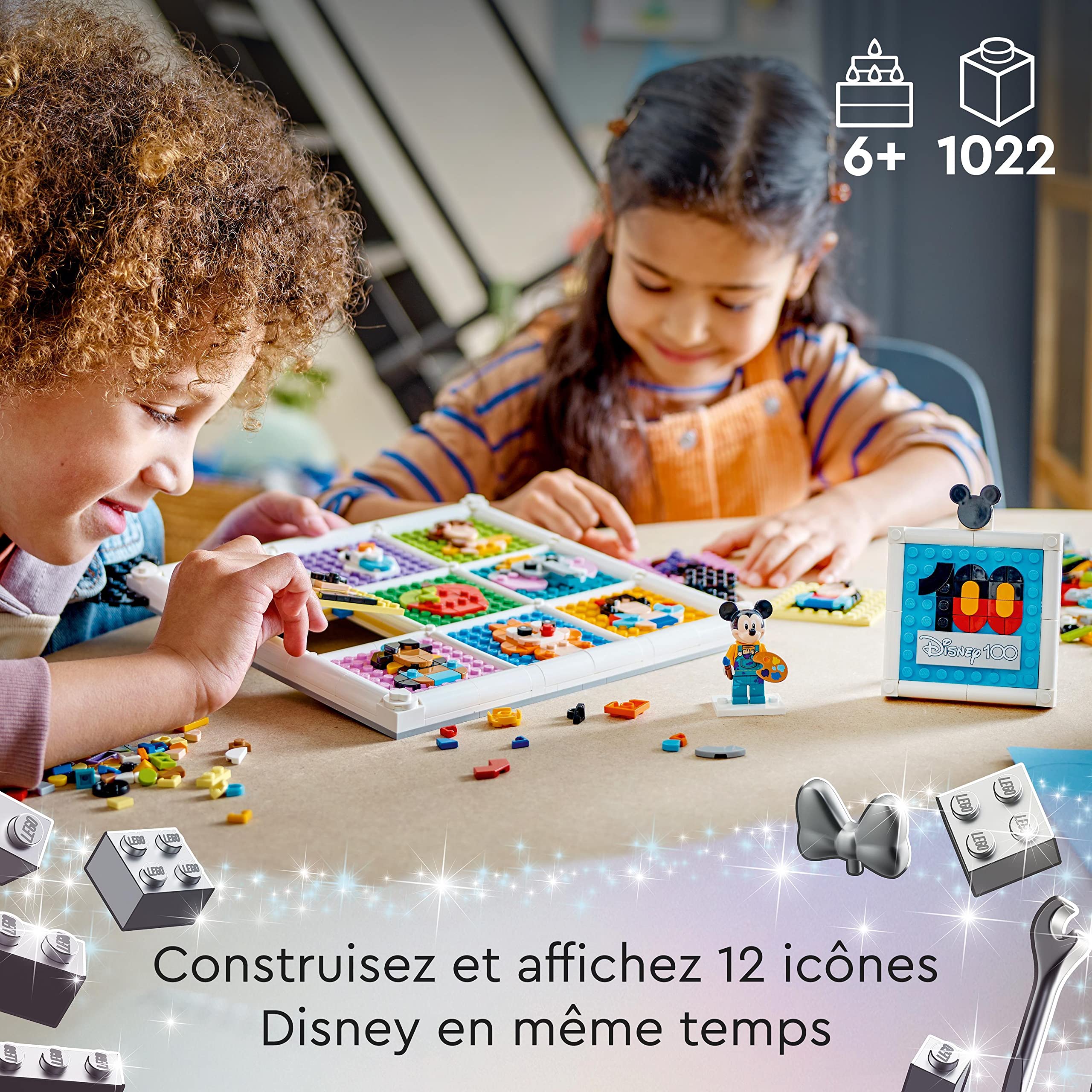 LEGO Disney 100 Ans d'Icônes Disney, Set de Création d'art Mural de Personnages, 72 Motifs de Mosaïque Amusants à Créer, Incluant la Minifigurine de Mickey Mouse, Jouet pour Enfants 43221