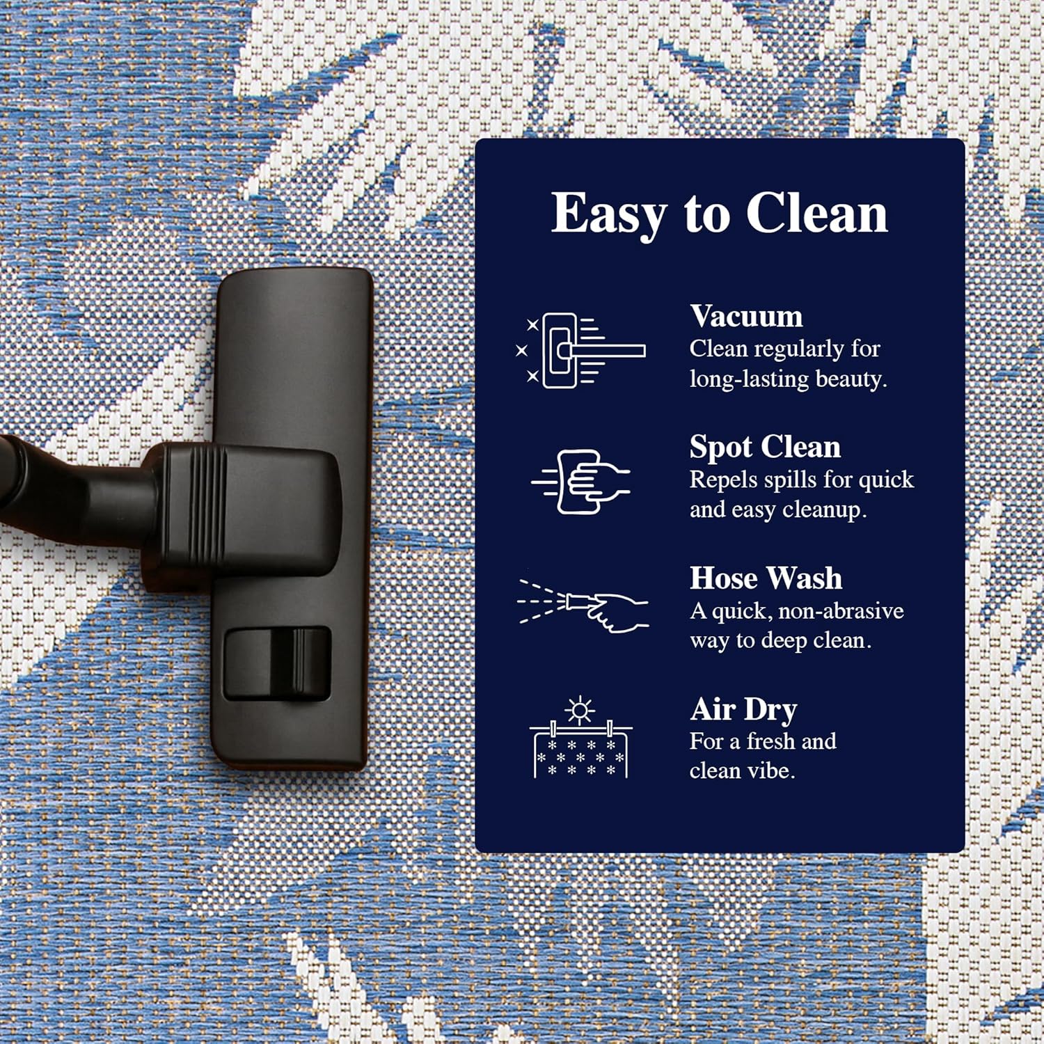 Couristan Monaco Indoor Outdoor Area Rug – Coastal Flora 3'9" x 5'5" in Ivory Sapphire – Flatwoven, Hose Washable, Pet Friendly Rug for Patio, Porch and Home Decor