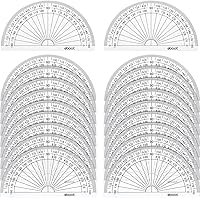 eBoot 20 Pack 4 Inch Clear Plastic Protractors - 180 Degree Accurate Angle Measure for Student Math, Geometry & Homework