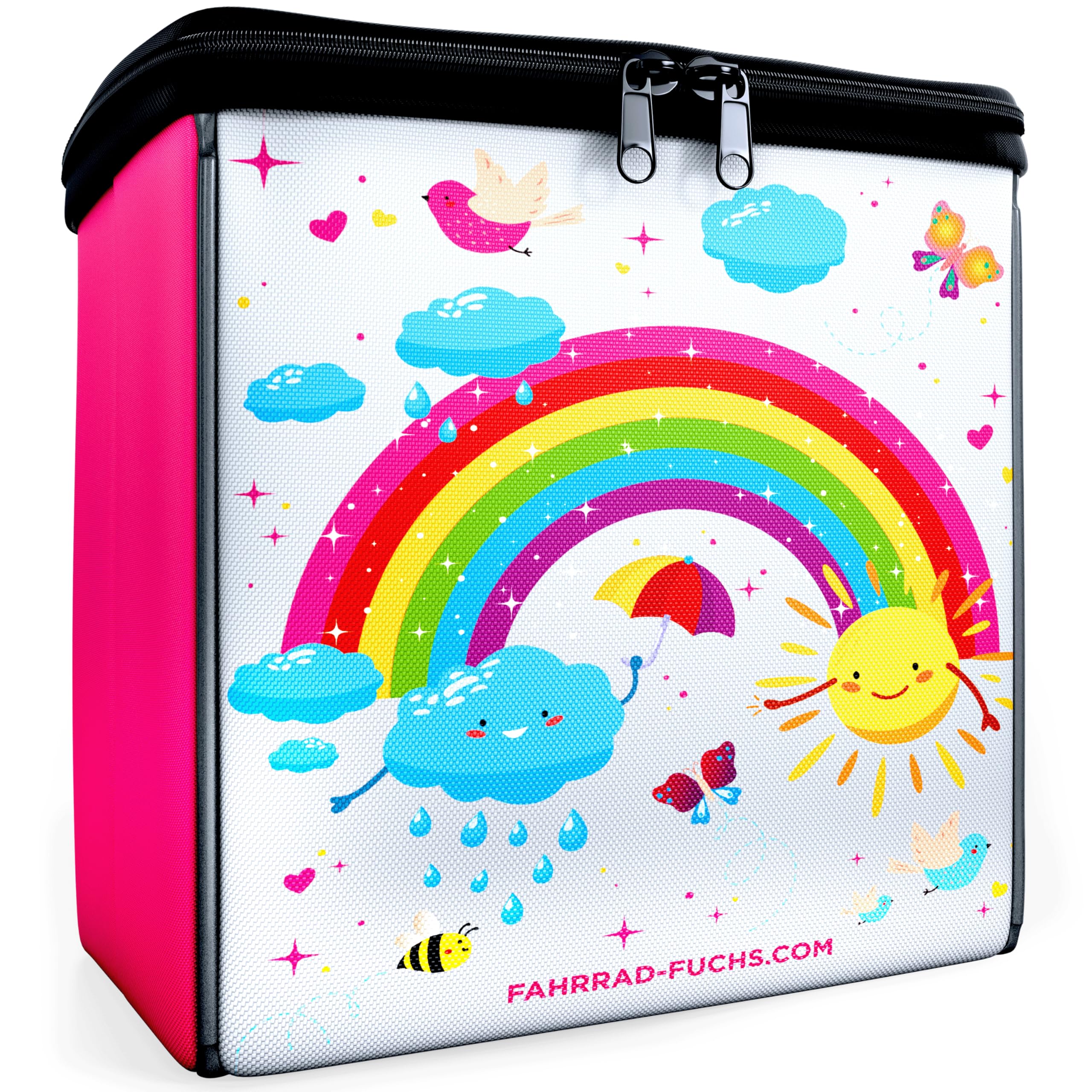 Lenkertasche Fahrrad Kinder - Regenbogen Pink - Fahrradtasche Lenker, Fahrradkorb Kinder Vorne, Korb Laufrad, Fahrradkorb Kinderfahrrad - wasserabweisend, universell passend
