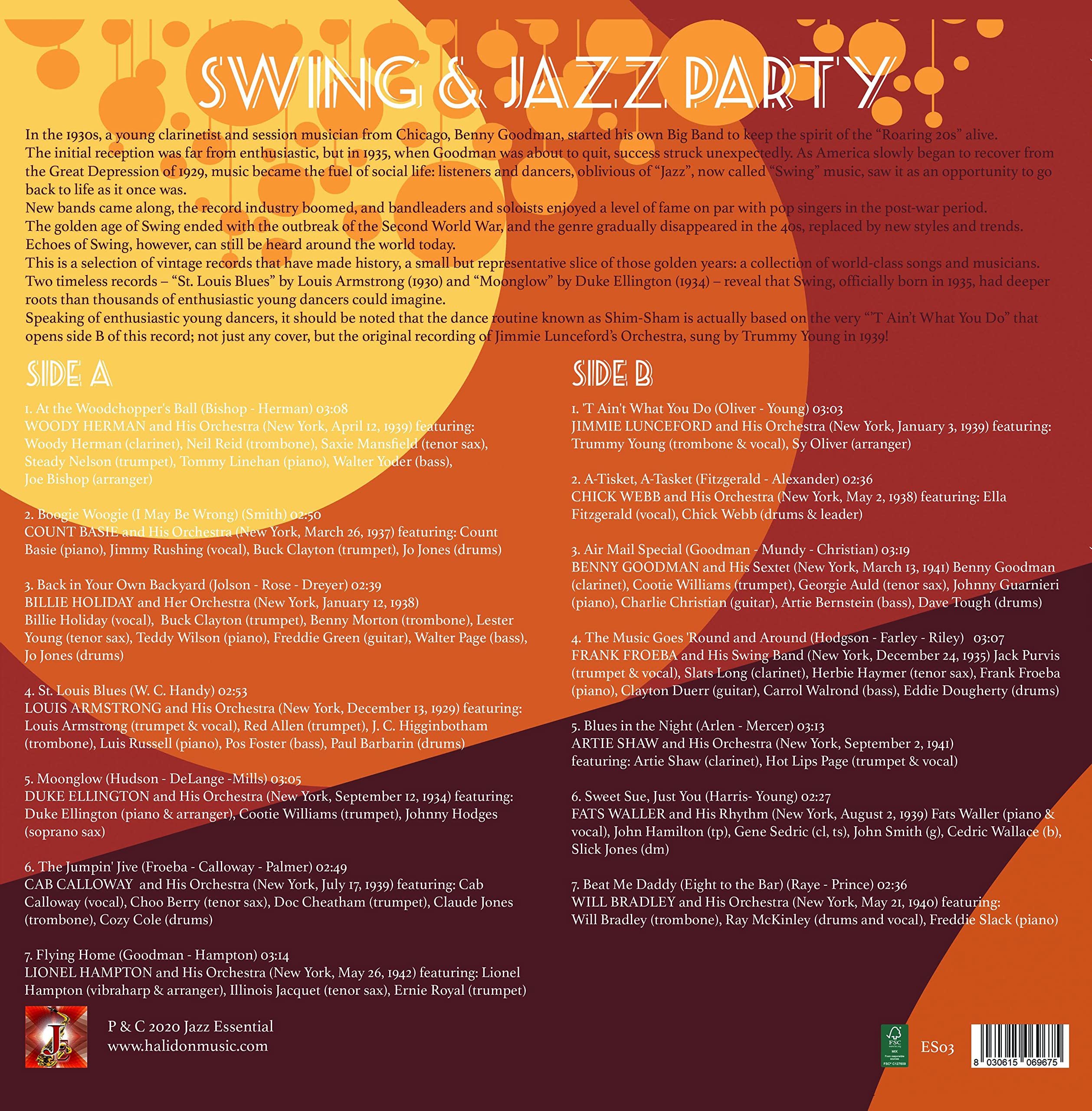 Swing & Jazz Party Vinile - DUKE ELLINGTON, BILLIE HOLIDAY, BENNY GOODMAN