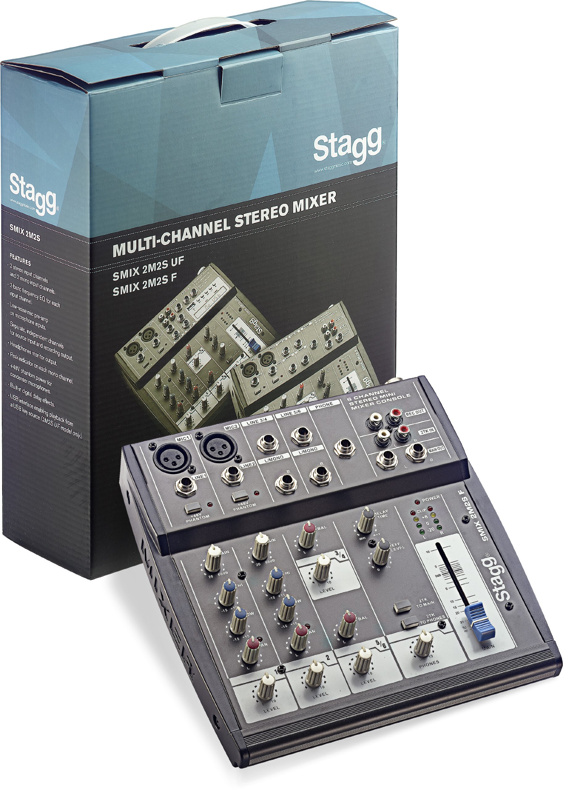 Stagg SMIX 2M2S F US Multi-Channel Stereo Mixer with 1-2 Mono and 2 Stereo Input Channels