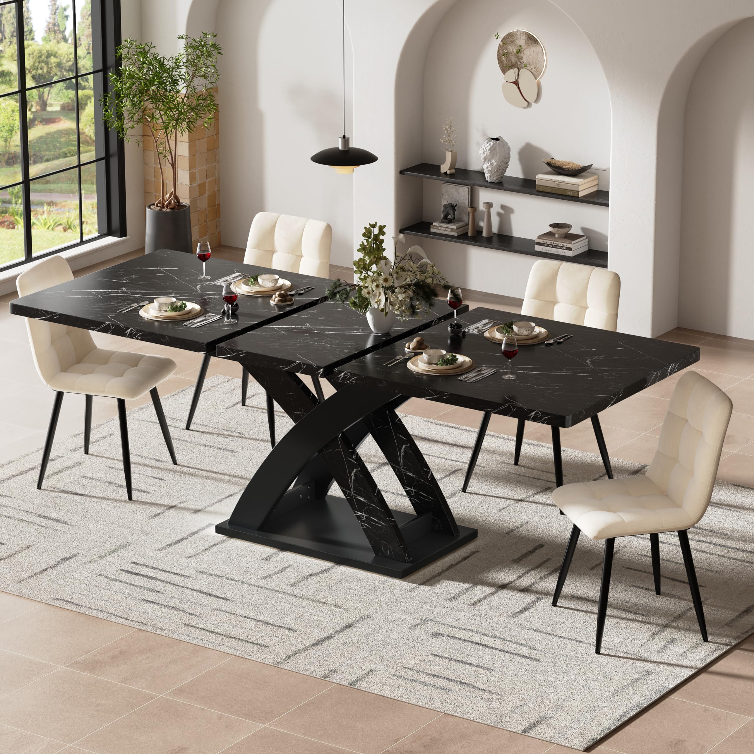 Tavolo da pranzo allungabile, tavolo da cucina, tavolo da pranzo allungabile, 120-160 cm, può ospitare fino a 6 persone