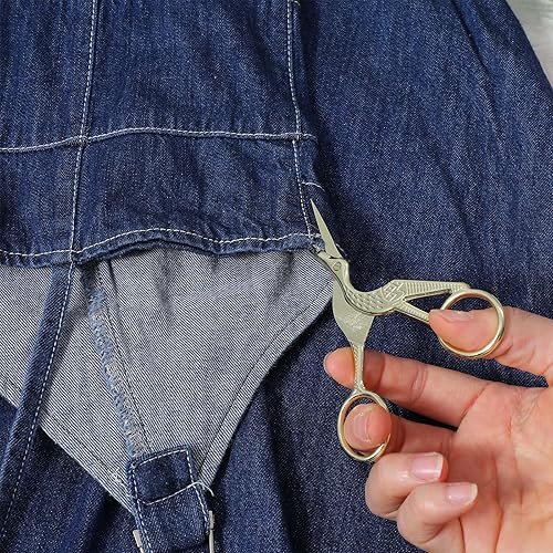 Miniatura 5 de 10 tijeras pequeñas de bordado doradas a granel, de 3.7 pulgadas y 4.6 pulgadas cada una de las 5, tijeras de coser de grúa, tijeras vintage para