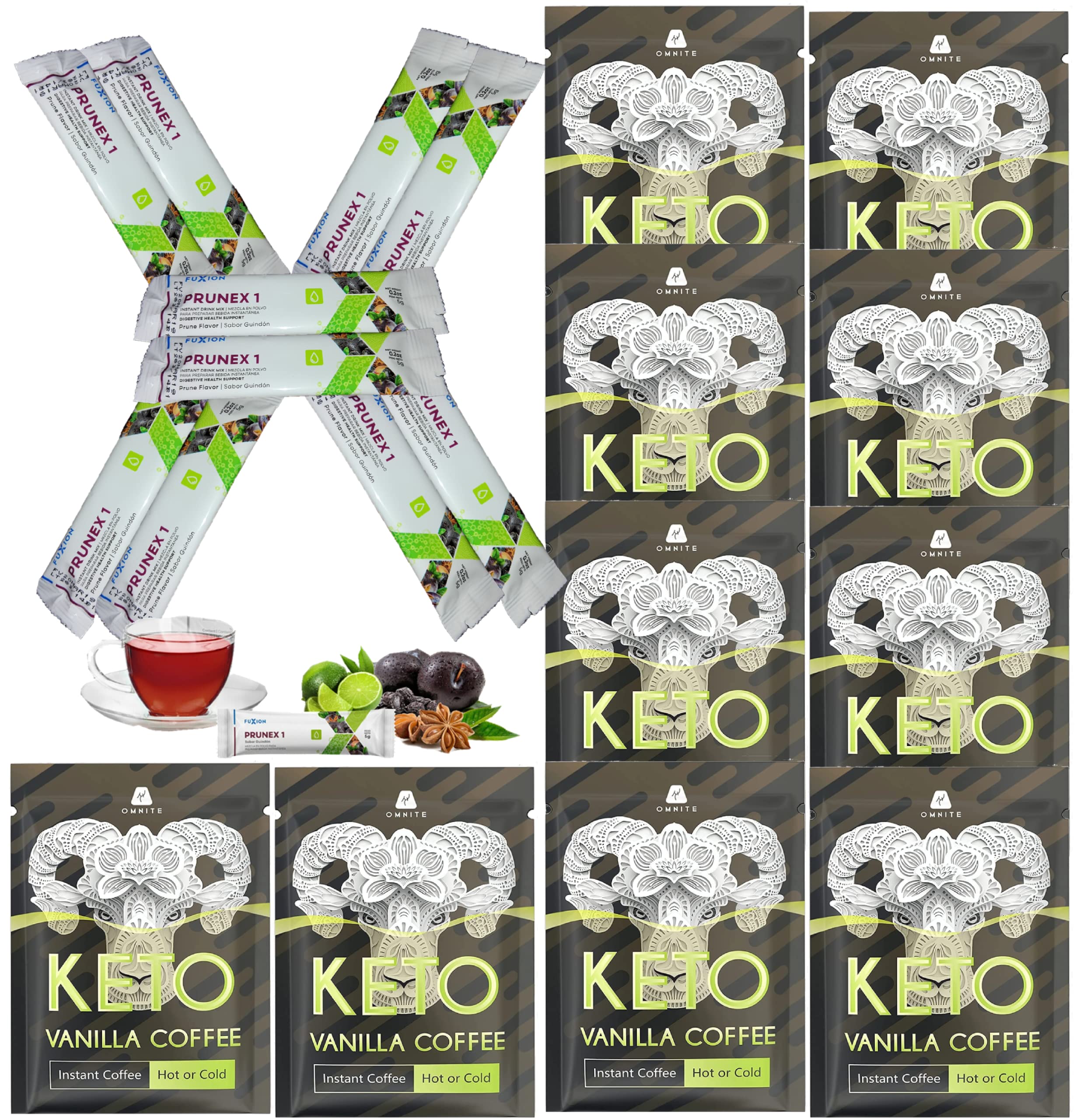 AM [Omnite Keto Meal] for Thermo Ketosis Activation to Generate Ketones from Fat & PM [FuXion Prunex