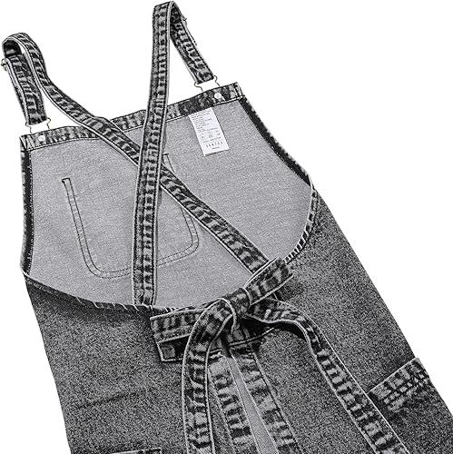 Miniatura 9 de Vantoo Delantal de chef con bolsillos delantal de cocina de mezclilla para hombres y mujeres regalo para mujeres y hombres mamá y papá