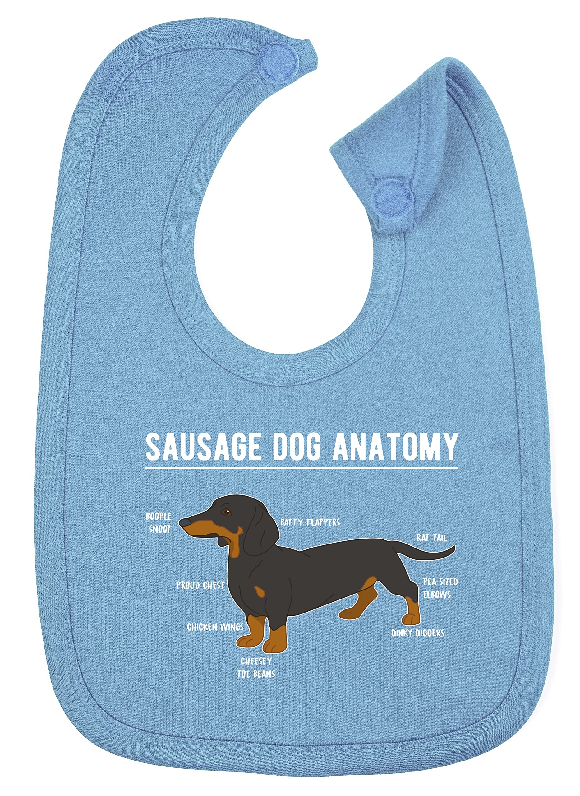 Hippowarehouse Sausage Dog Anatomy - Dachshund cotton baby nursing bib boys girls 35cmx22cm