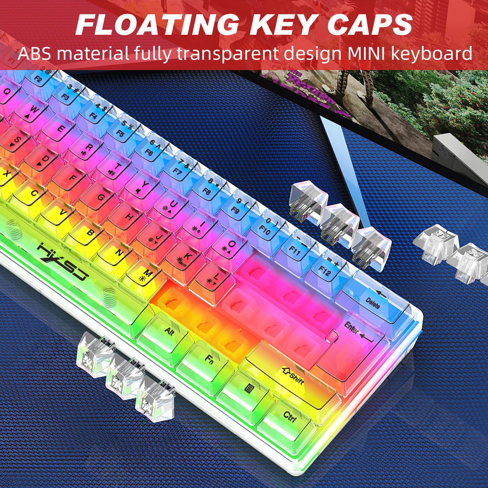 Amazon.co.jp: ALXFFBN V700T 61 キー RGB 透明ゲーミングキーボード