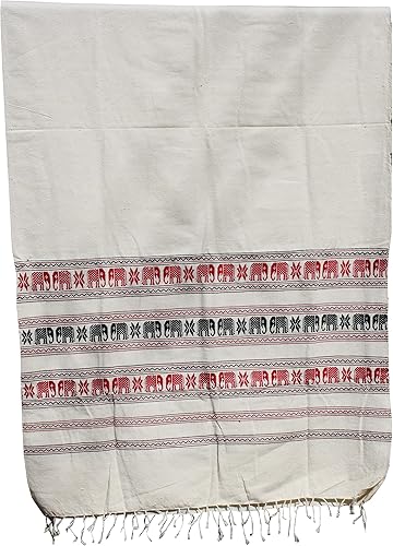 Miniatura 4 de Full Funk Mantel suave de algodón tailandés con obras de arte tejidas de elefante, 25 x 74 pulgadas, elefante azul oscuro