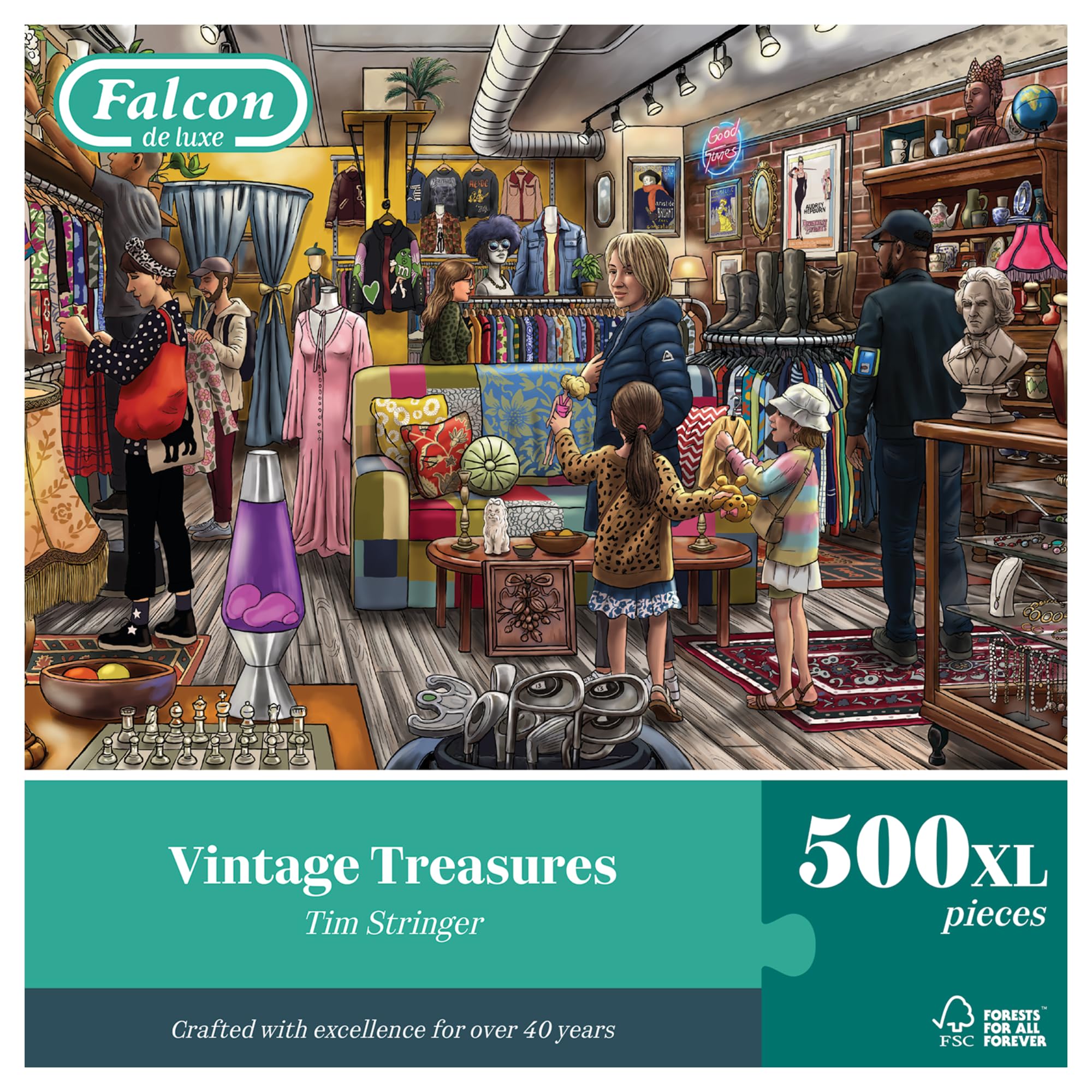 Falcon Vintage Treasures - 500 XL Piece Jigsaw Puzzle for Adults - Beautifully Illustrated 500 Pc Adults Jigsaw Puzzle, Fun Activity for Home, Puzzles for Rainy Days, Birthday Jumbo