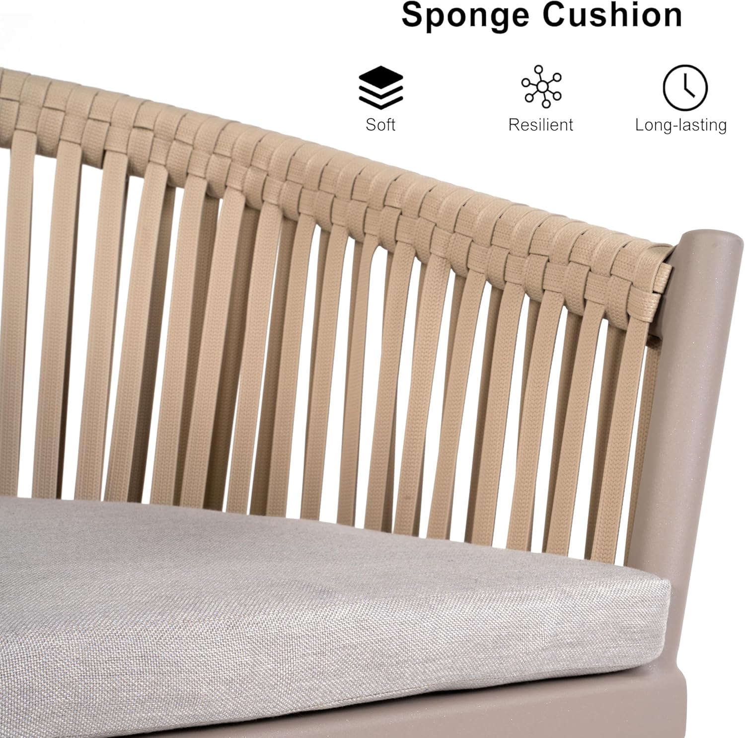 PURPLE LEAF Outdoor Dining Chairs Set of 2 with Patio Aluminium Frame All-Weather Wicker Rattan Bistro Chair and Cushions for Kitchen Backyard Indoor Decor Champagne