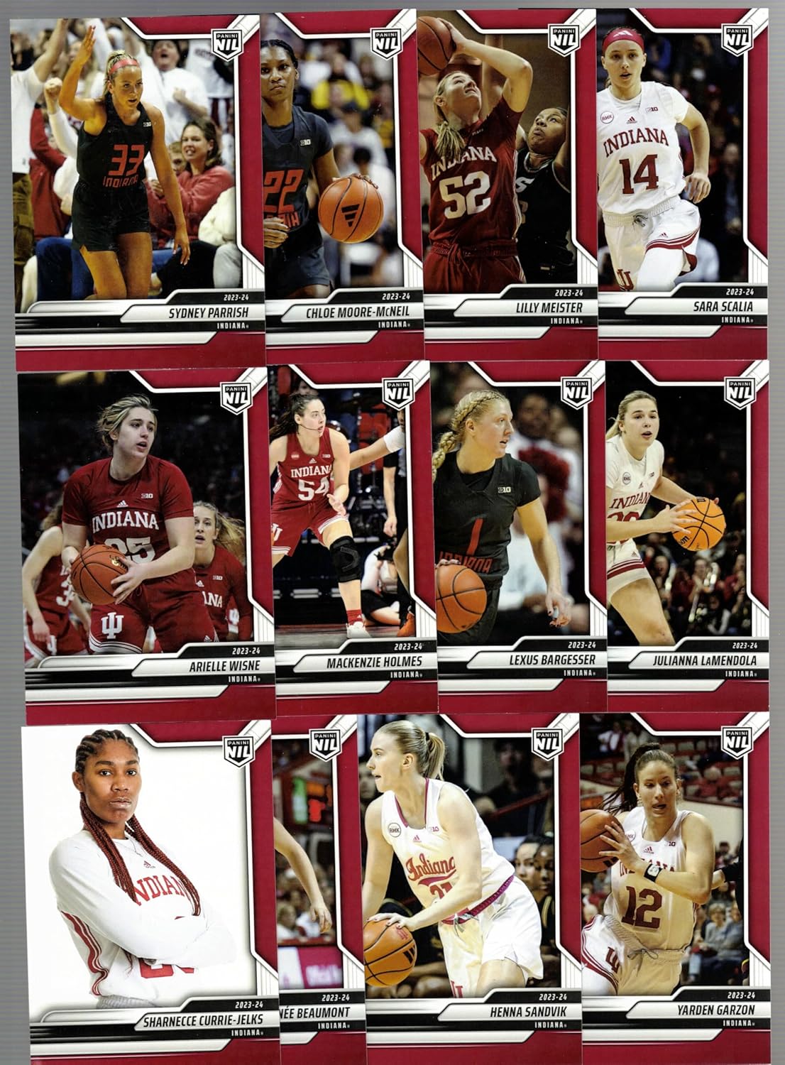2023-24 Panini Instant Indiana University Women's Basketball 12-Card Team Set Hoosiers - MacKenzie Holmes, Sara Scalia, Yarden Garzon, Sydney Parrish, Chloe Moore-McNeil