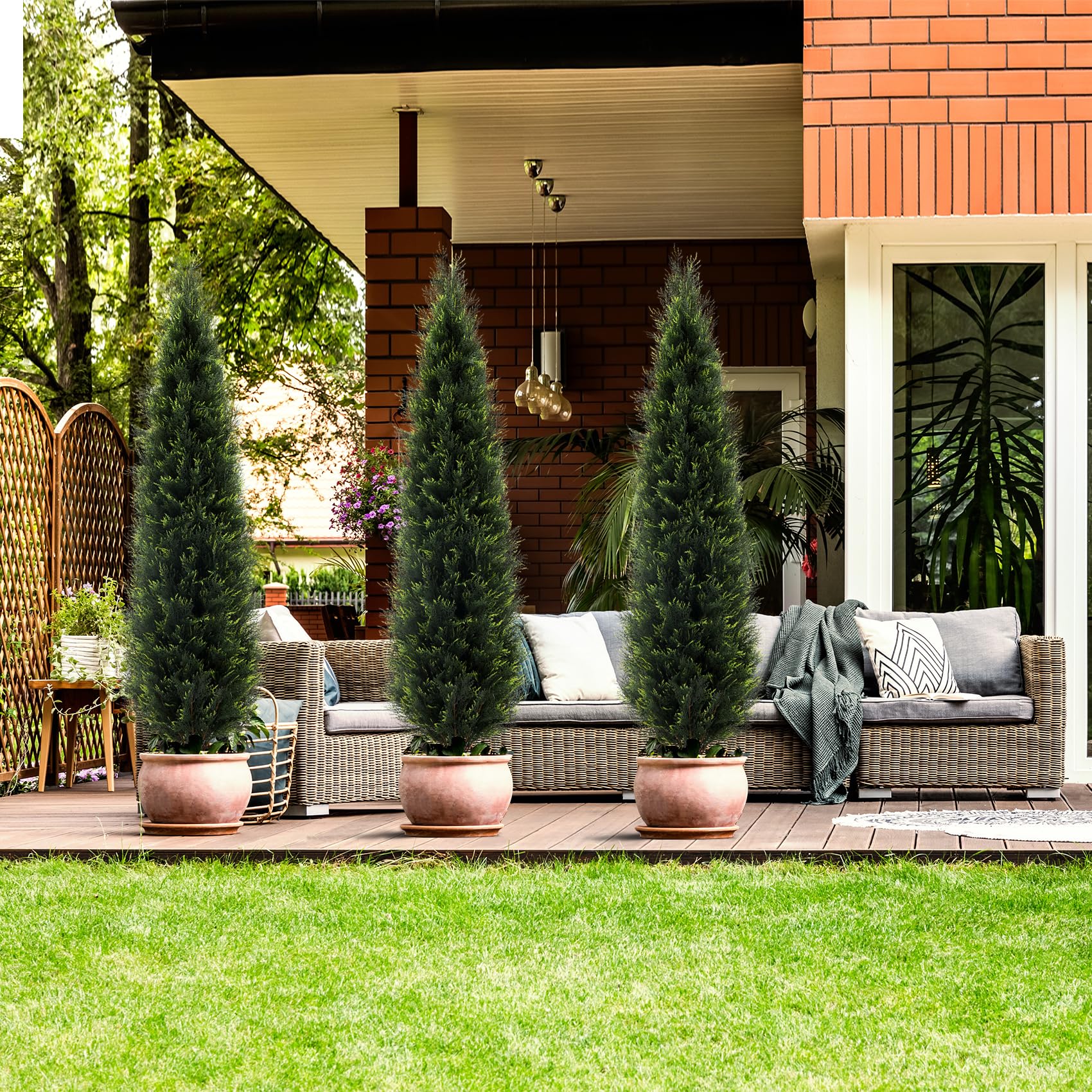 Lot De 2 Topiaires Artificielles Pommes De Pin - 0,9 M - Décoration Entrée/Porch