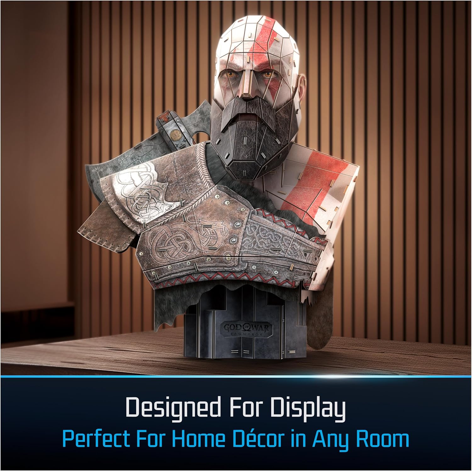 4D Build, God of War Kratos 3D Model Kit, PlayStation Game, Desk Décor, Adult Puzzles, Building Toys, 3D Puzzles for Adults & Teens, 150 Pieces, for Ages 12 & Up