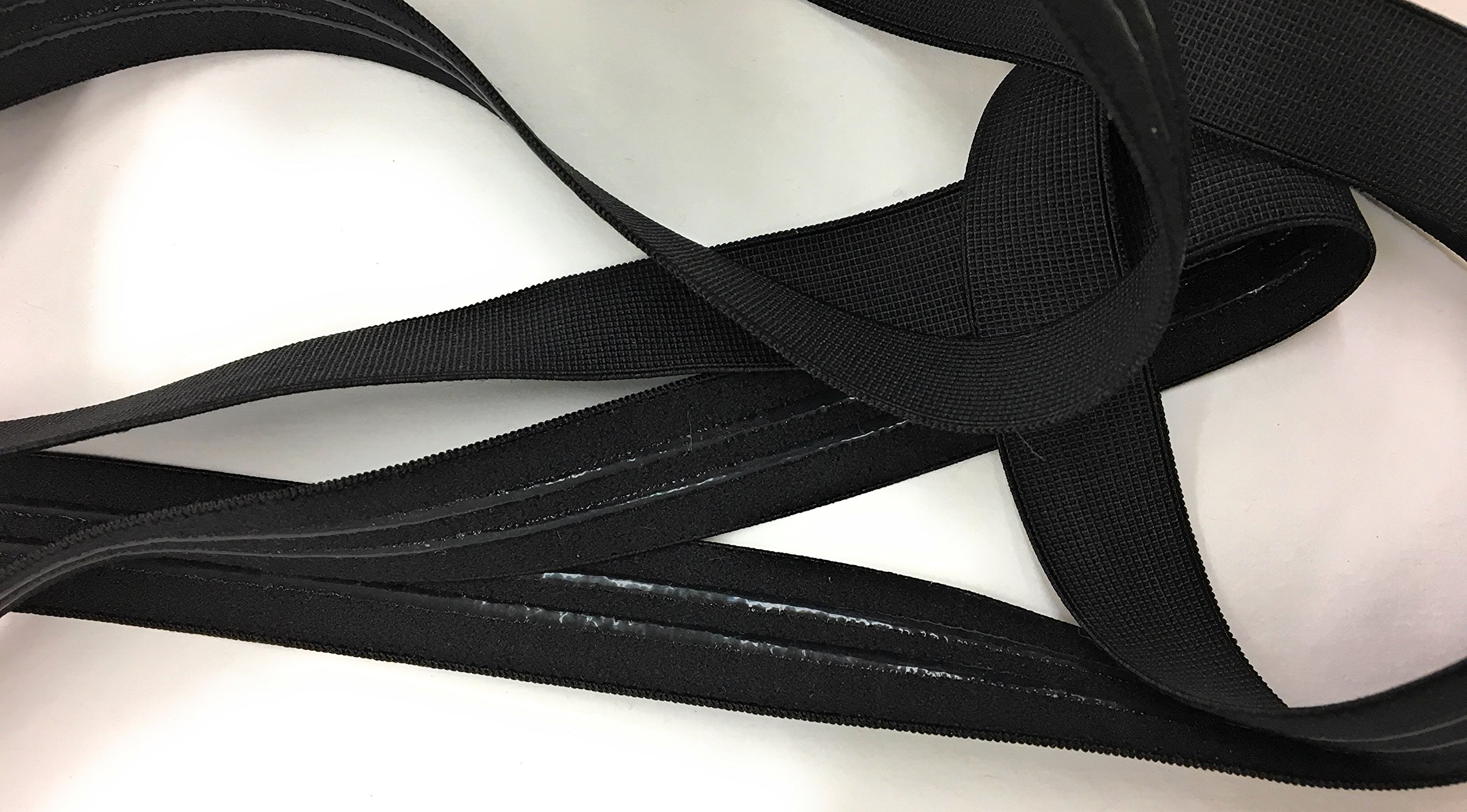 Bande Élastique Antidérapante En Silicone Noire - 1 3/16" X 6 Yards, Motif Ondulé