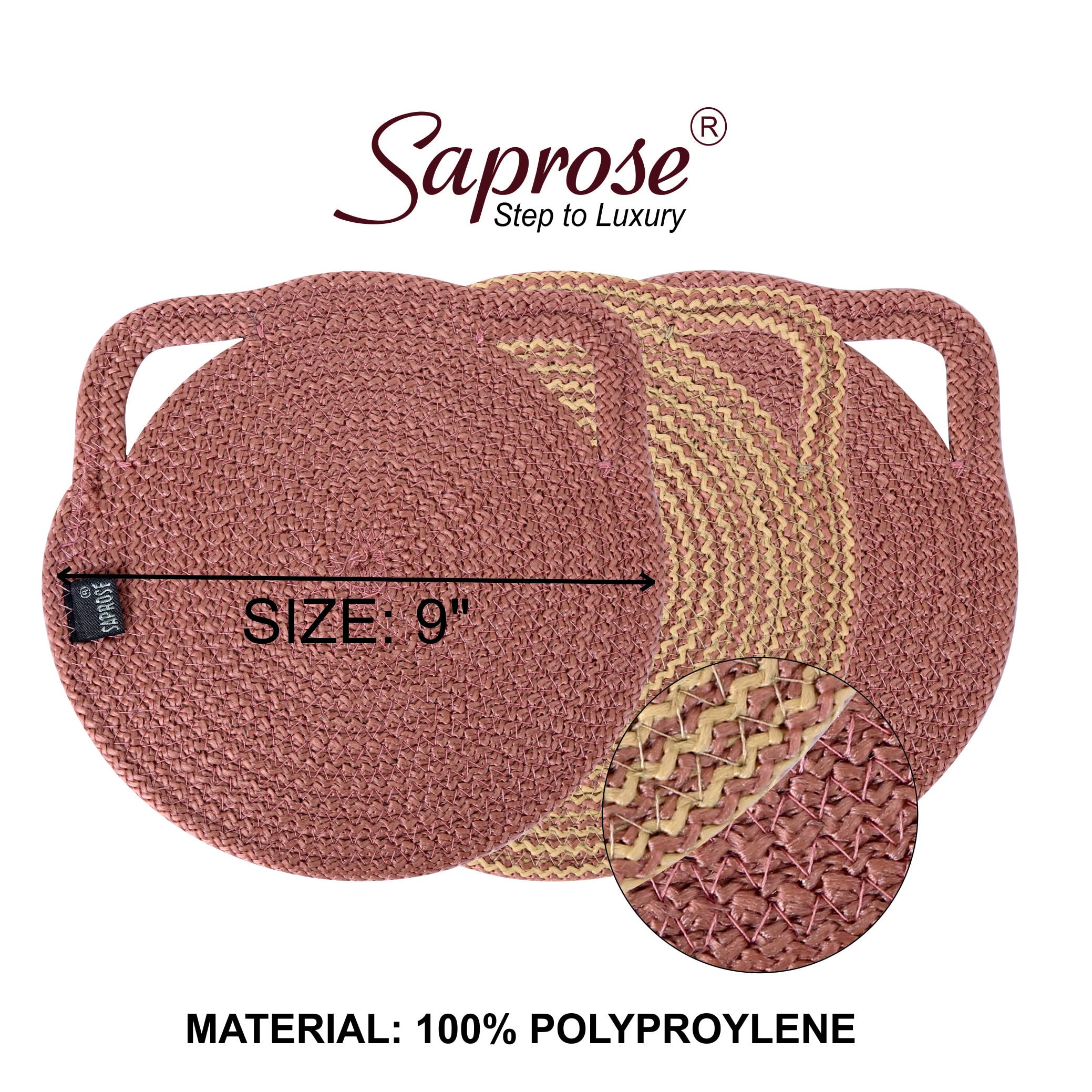 ST SAPROSE ® Polypropylene Kitty Craft Trivet (3 PCS Set, Size: 23 cm) Pot MAT, Side Table Mat, Machine Washable Small Place Mat for Casserole on Dining Table (9" Dia) (Skin) 3