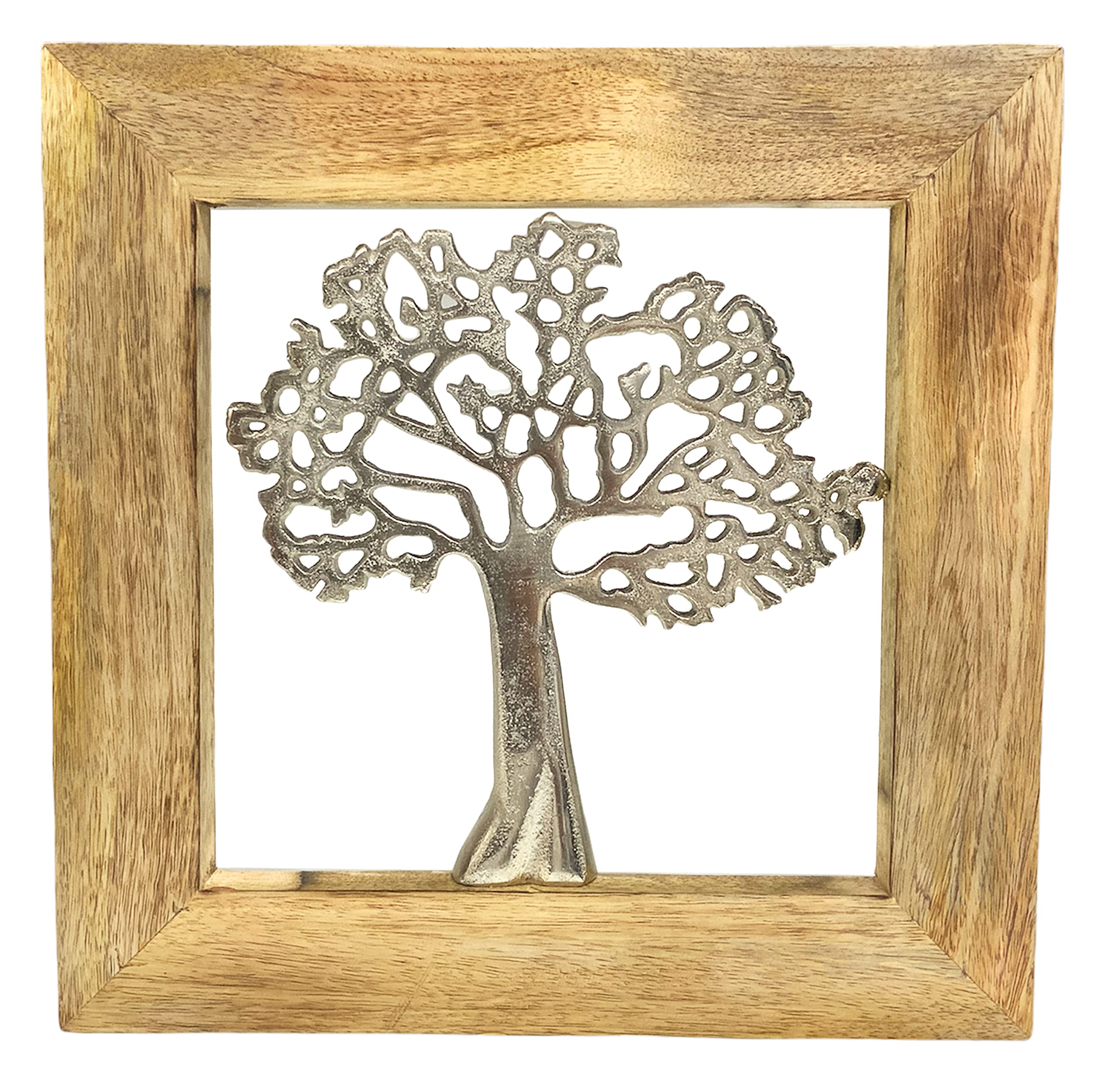 Neo Creative Designs-Rustic Worn Natural Mango Wood Art Frame with Life Tree Symbol. Best for Wall Decoration, Table Top Beautification and Best for Gift Tenacity.