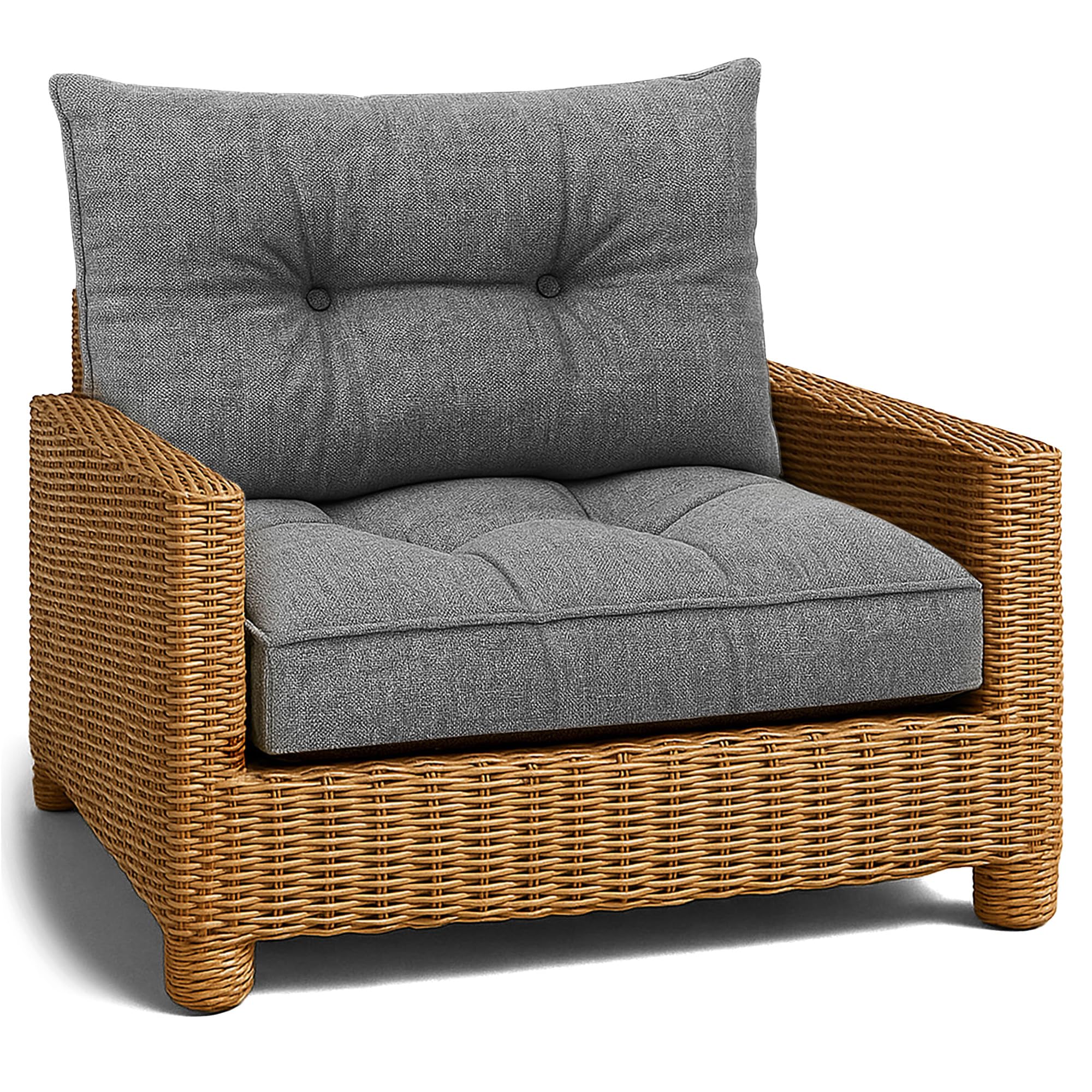 Amazinggirl Coussin Lounge Mobilier Jardin Ensemble: siège 60x60 cm et Dossier 40x60 cm - Dossier Rattan Idéal pour Balcon terrasse Salon extérieur Confort Durable Coussins épais Gris