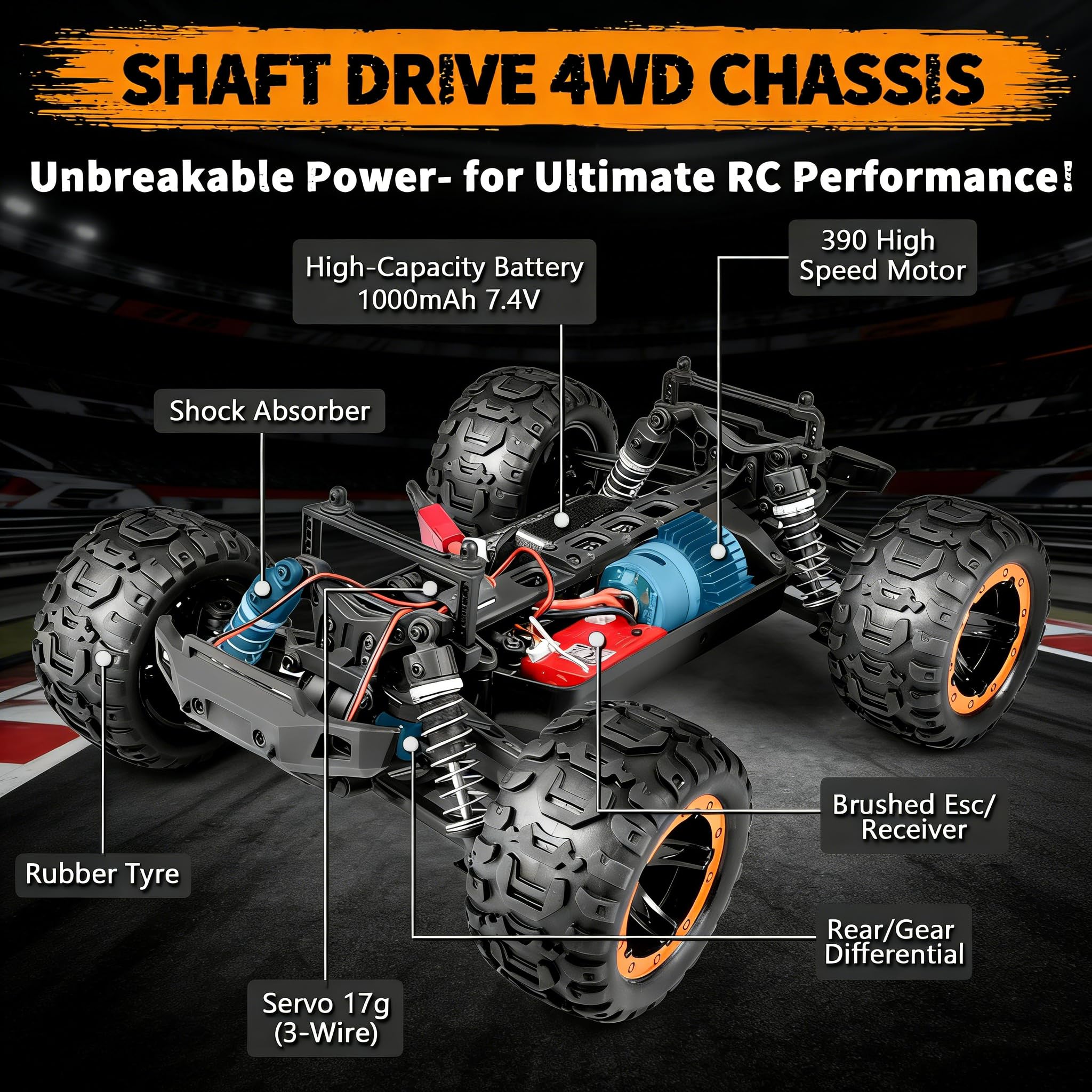 HAIBOXING Coche teledirigido 4WD RC Auto 1:16 36km/h Camión monstruo RC de alta velocidad 2,4 GHz Vehículo todoterreno impermeable, juguete de crawler Regalo para niños y adultos