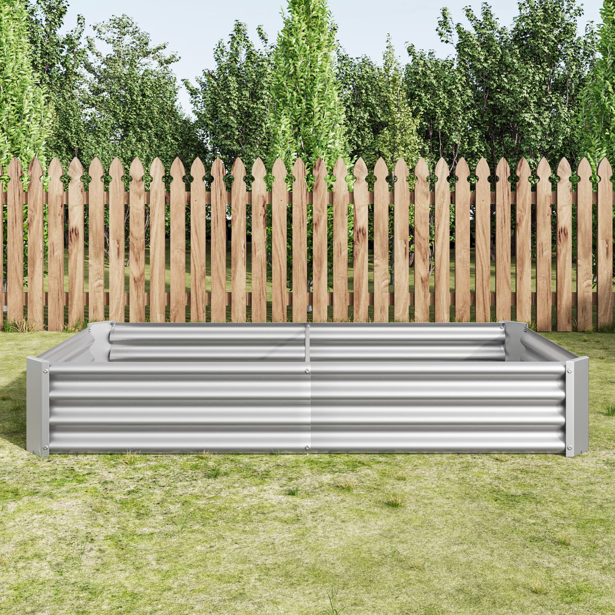 Gecheer Aiuola Rialzata, Letto da Semina in Giardino Lamiera Acciaio Robusta, Struttura Stabile Kit Senza Base, 180x91x30 cm, per Verdure Erbe Aromatiche Fiori Sistema Coltivazione Orto Domestico