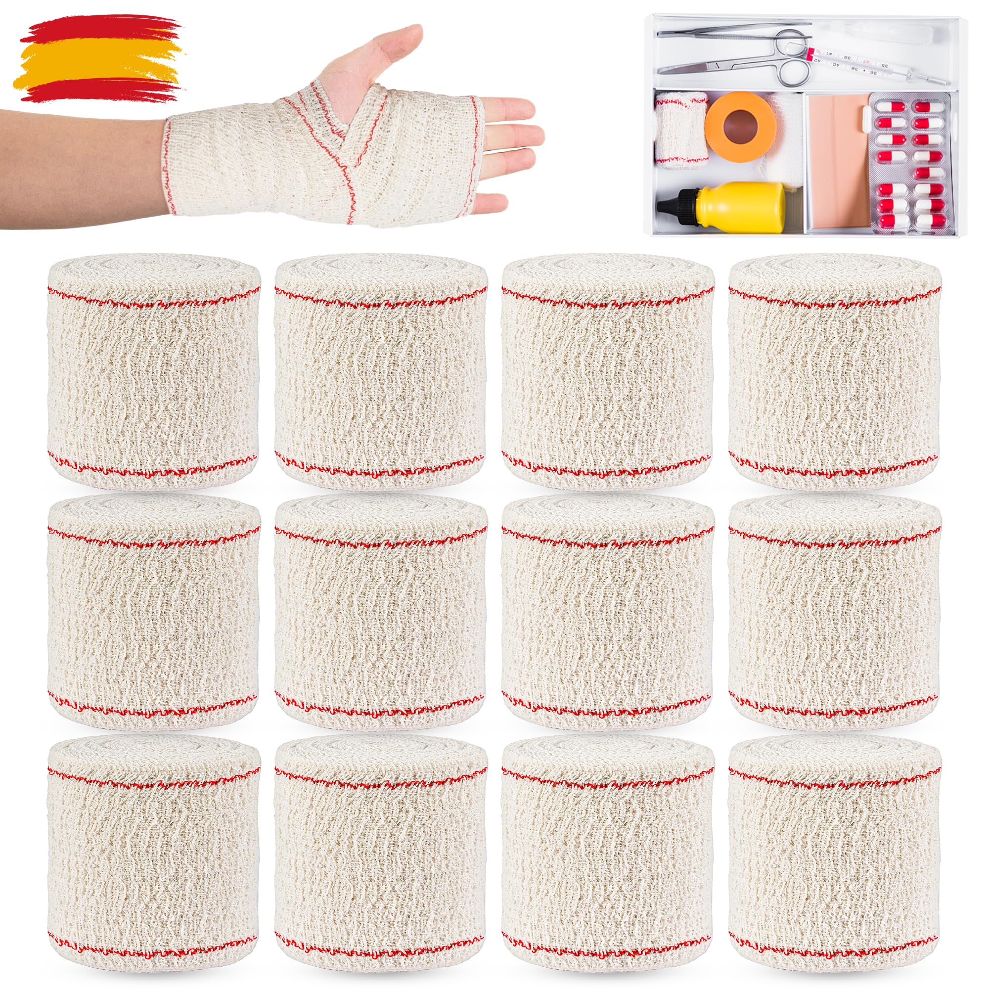 Vendas Elasticas Crepe Sin Latex 12 Unidades 4 Metros x 7 cm (1)