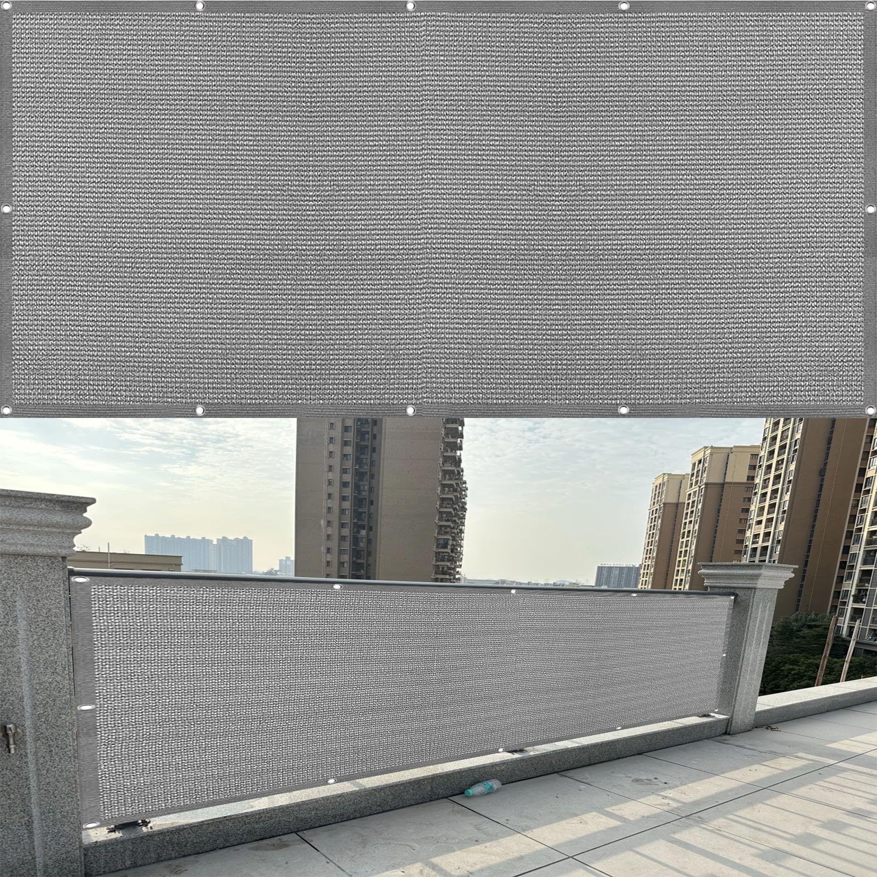 Clôture jardin extérieure gris 115 x 490 cm contre le vent et le vis-à-vis