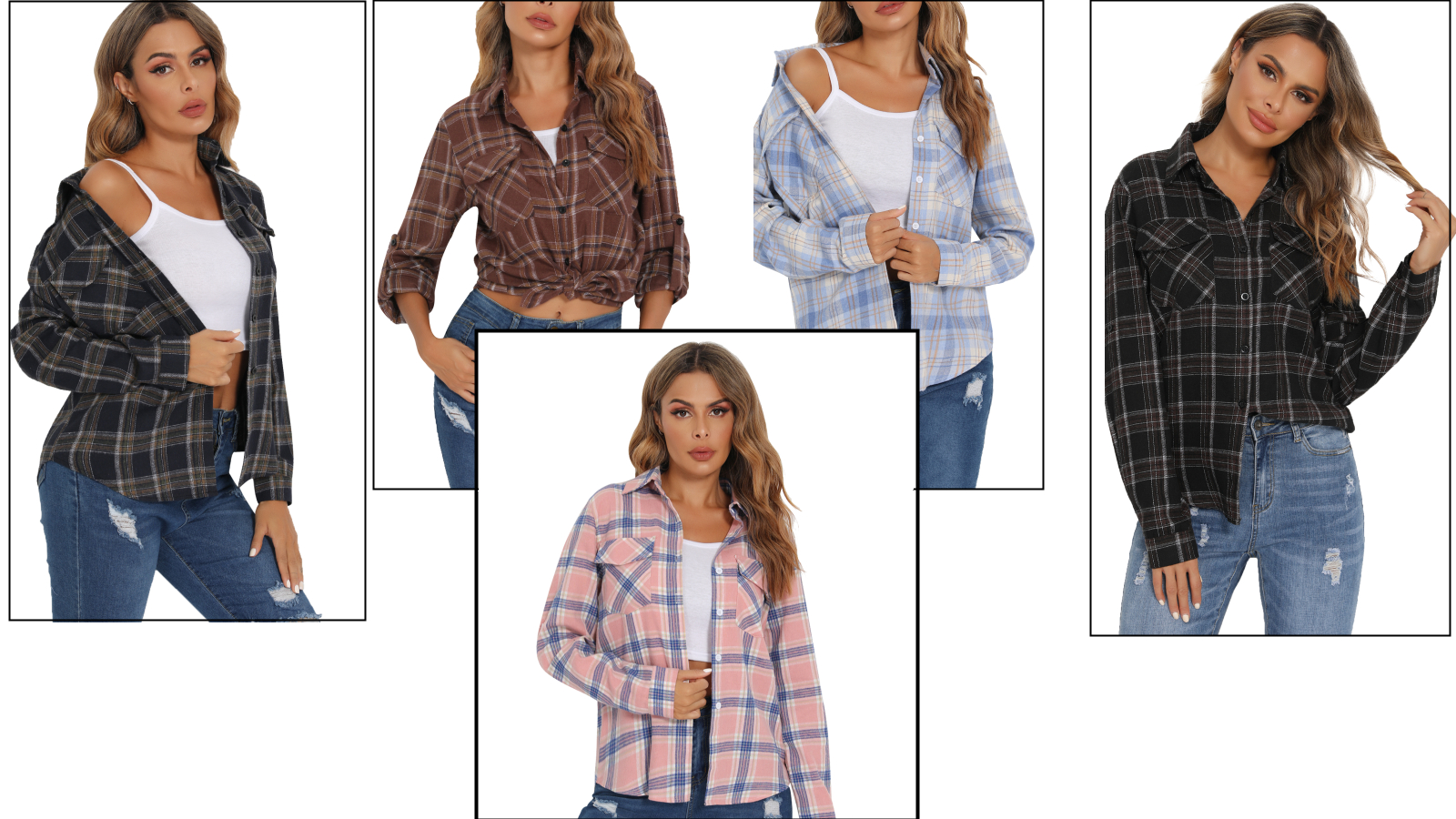 Richymfa Camicia a Quadri Donna Oversize in Cotone Blusa Maniche Lunghe Camicetta Scozzese con Bottoni Elegante Bluse e Camicie Comoda Casual Country Shirts Stile Boyfriend Taglie Forti Primavera