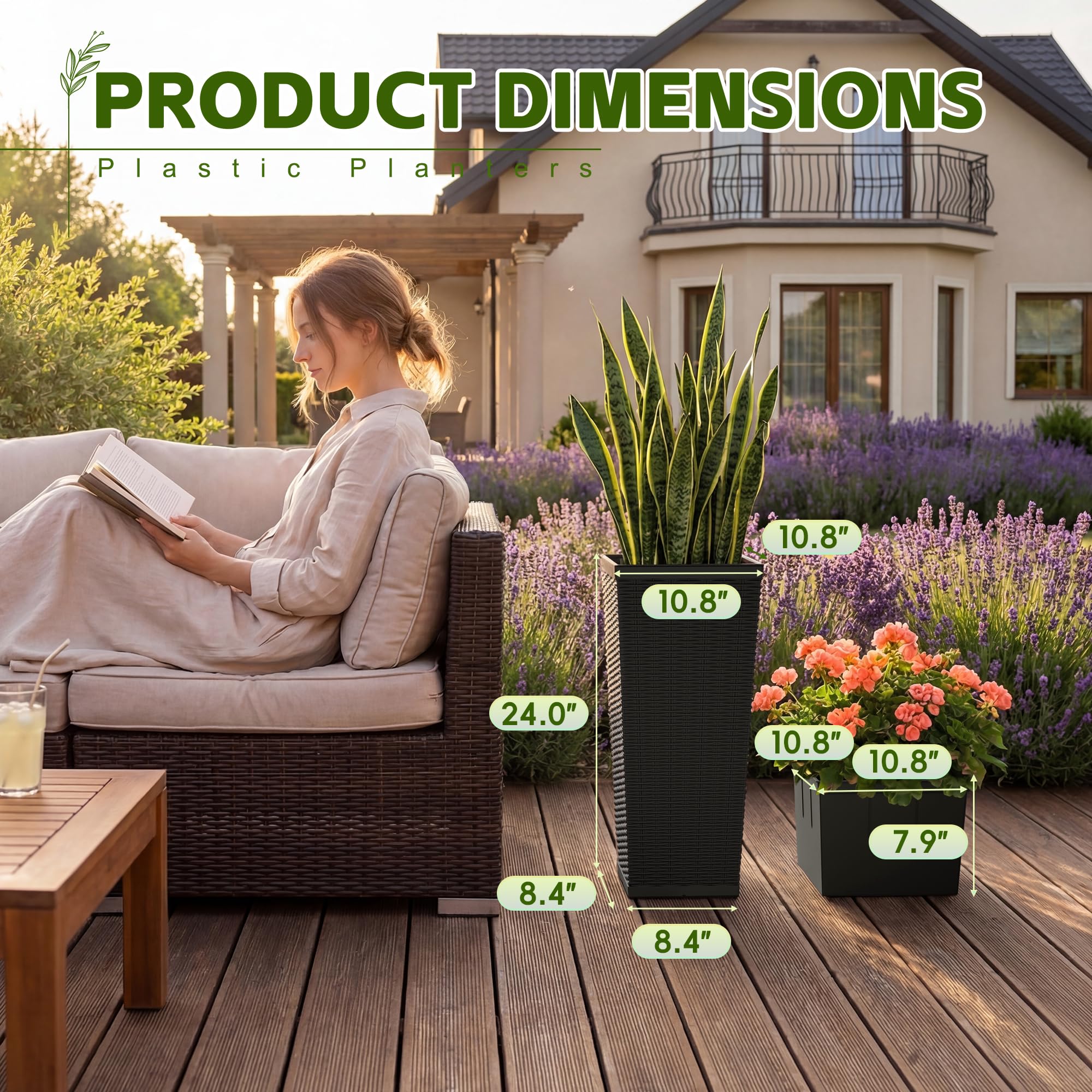 Best Patio Planters for 2026: Spec-First Picks 1 Devoko Resin 24'' Tall Planters Set of 2, Large Taper Outdoor Planter Pots — product photo