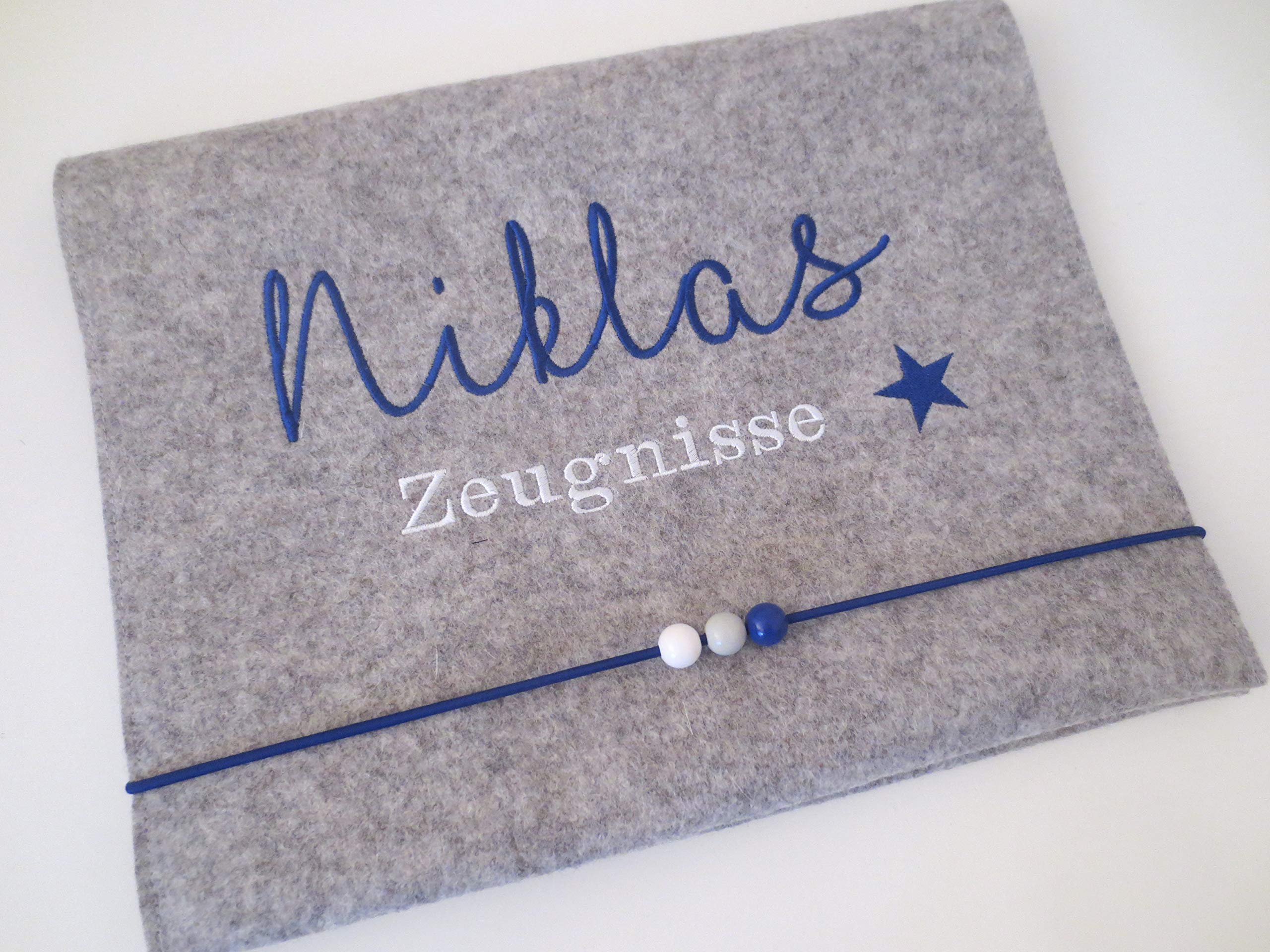Zeugnismappe Wollfilz Mappe Zeugnisse DIN A4 Grundschule Schule "Stern"