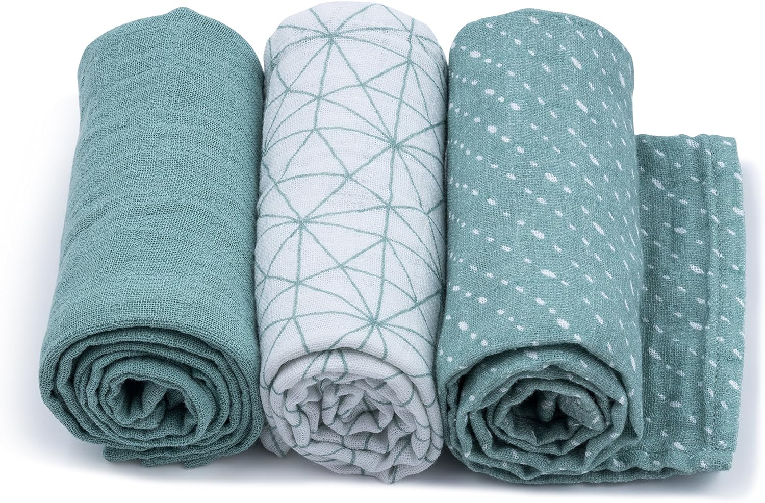 Urban Kanga Muselinas Bebe Algodón 70X70 cm Gasas Bebe Algodón Pack de 3 (Verde)