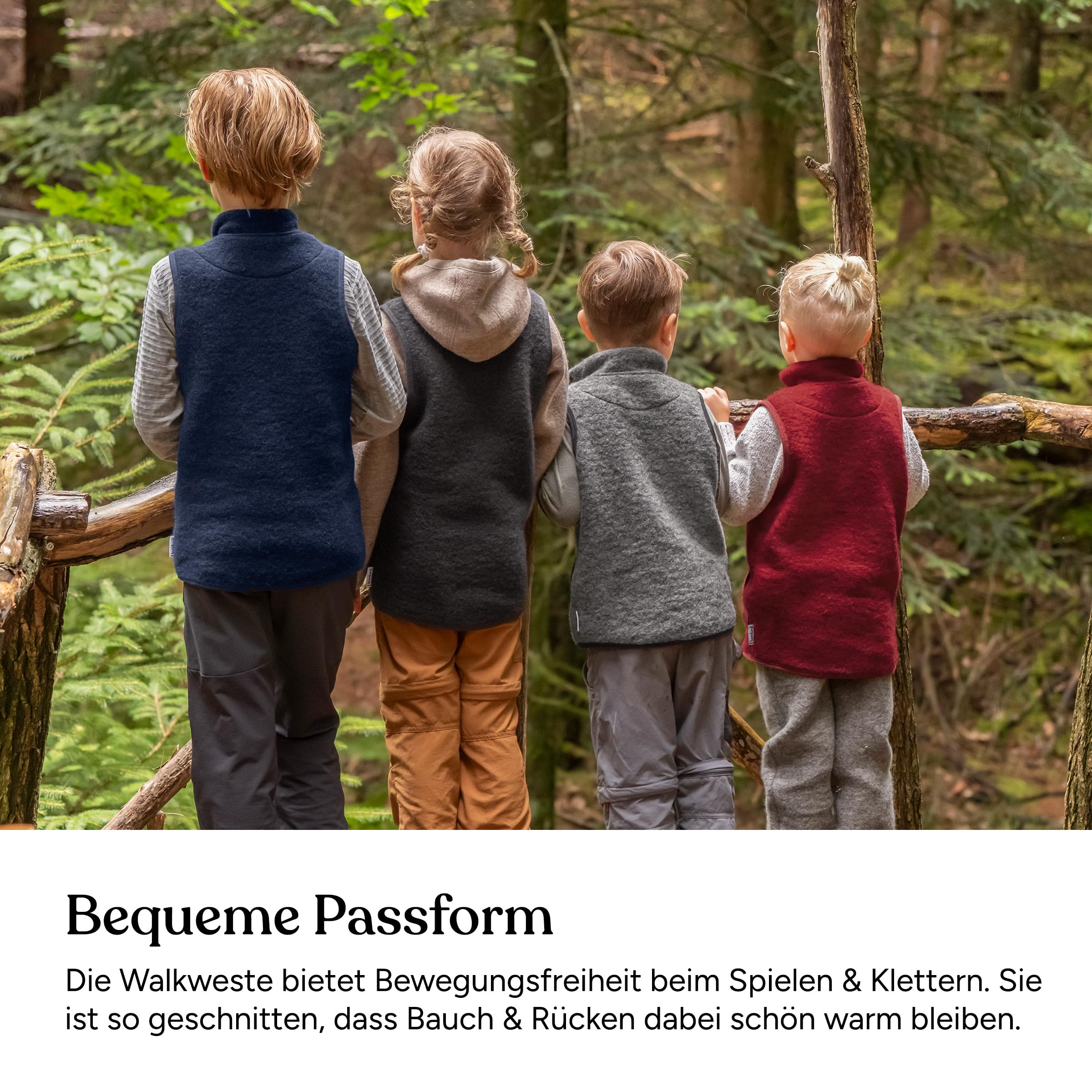 Ehrenkind ® Walkweste für Kinder aus Bio-Schurwolle | Kinderweste Gr. 74/80 | Weste Kinder in Anthrazit für Mädchen und Jungen | Kinderkleidung | Baby Weste