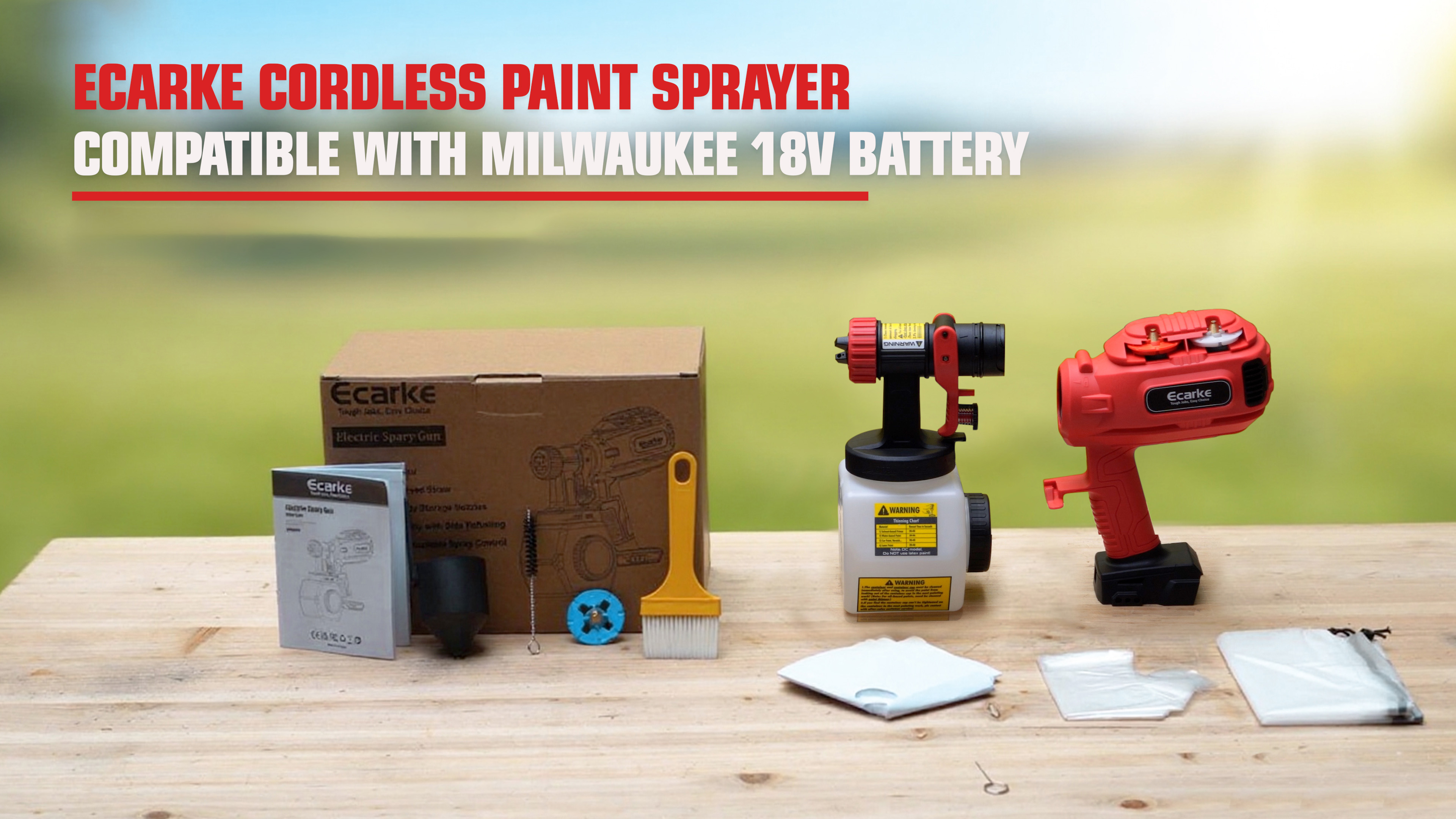 Ecarke Cordless Paint Sprayer Compatible with Milwaukee 18V