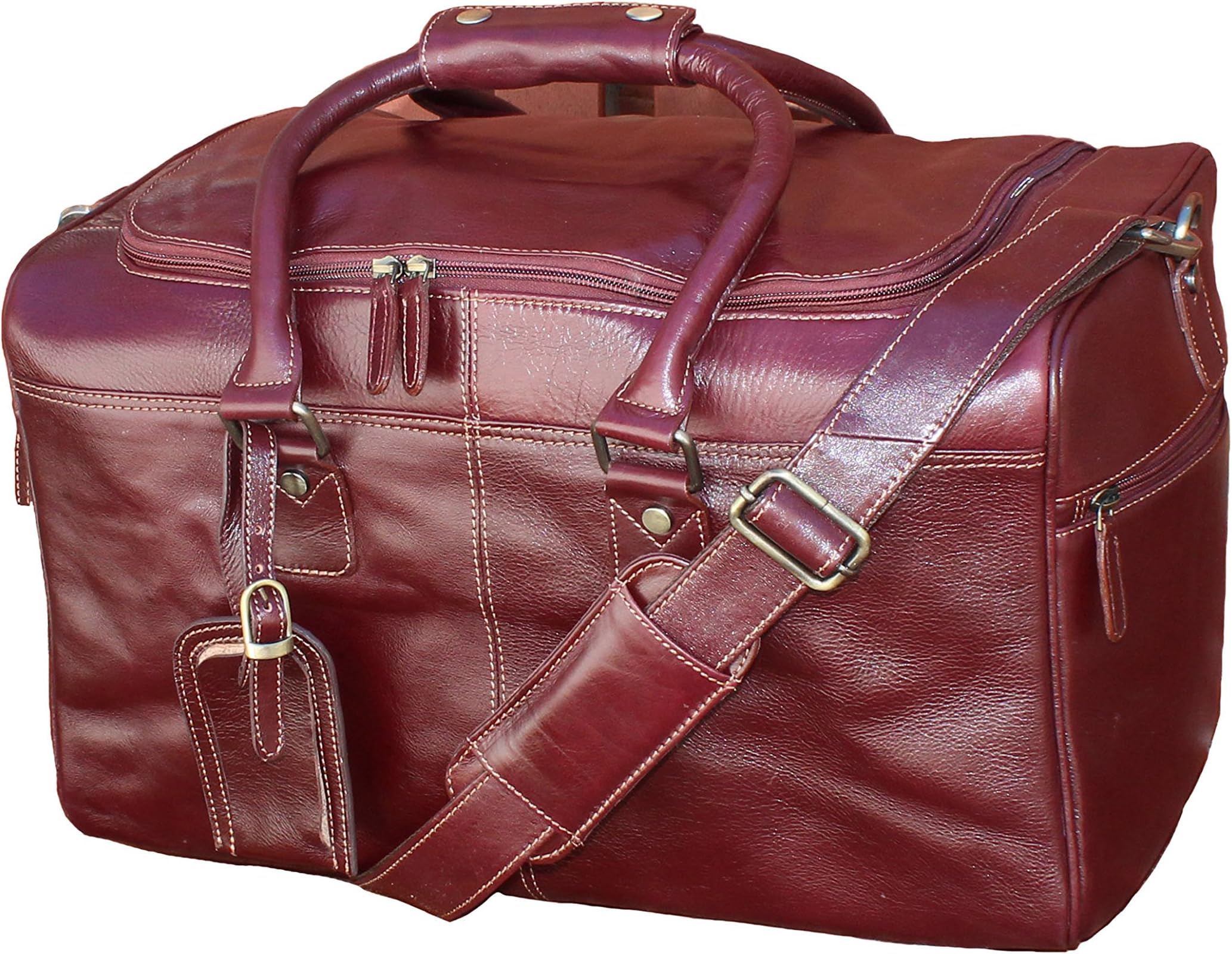 STARHIDEGenuine Leather Duffle Holdall Overnight Travel Weekend Gym Sports Luggage Flight Carry On Cabin Bag 545 Brown