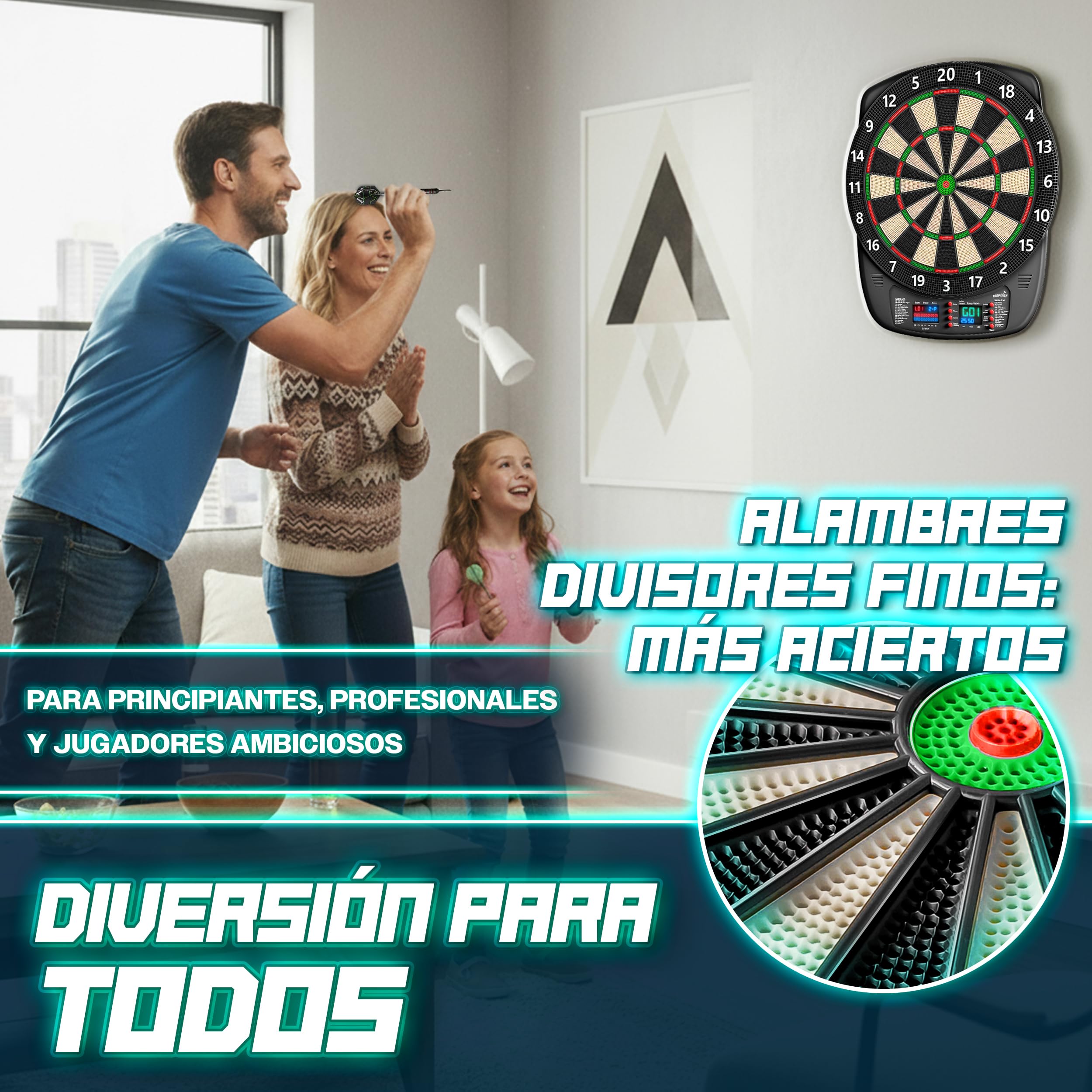RE:SPORT Diana electrónica profesional 12 dardos 24 plumas Pro 100 puntas máquina de dardos electrónica 1-8 jugadores 427 variantes