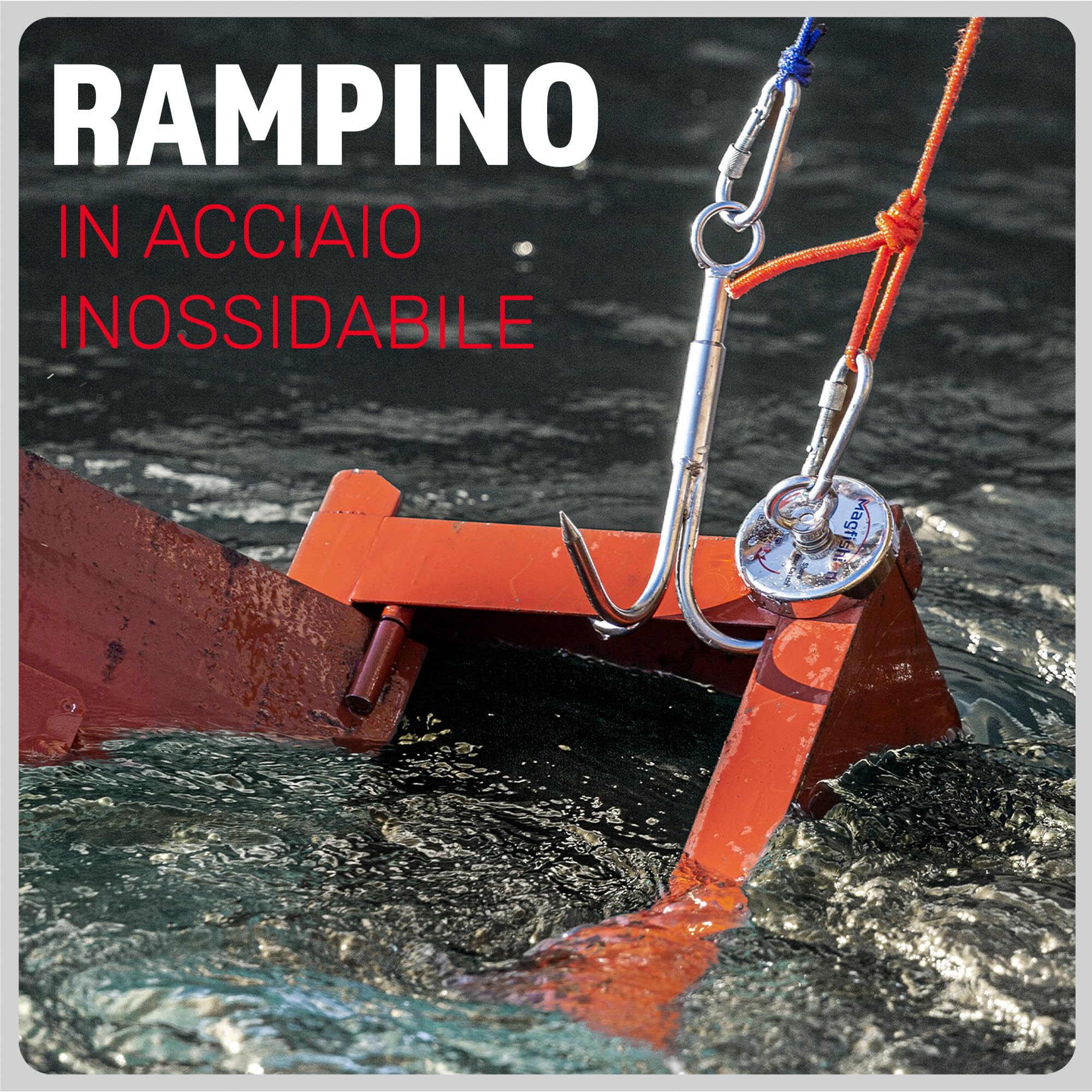 MAGFISHION Calamita Potente - Set di Magnete da Pesca - Forza di Trazione 625KG - Ø120mm - Magneti al Neodimio - Calamite Potenti con 2 Corde, Grappino & Guanti - Magnet Fishing